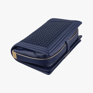 Vintage Chanel BOY CHANEL Navy Leather A90183 shoulderbag | stylenewstar