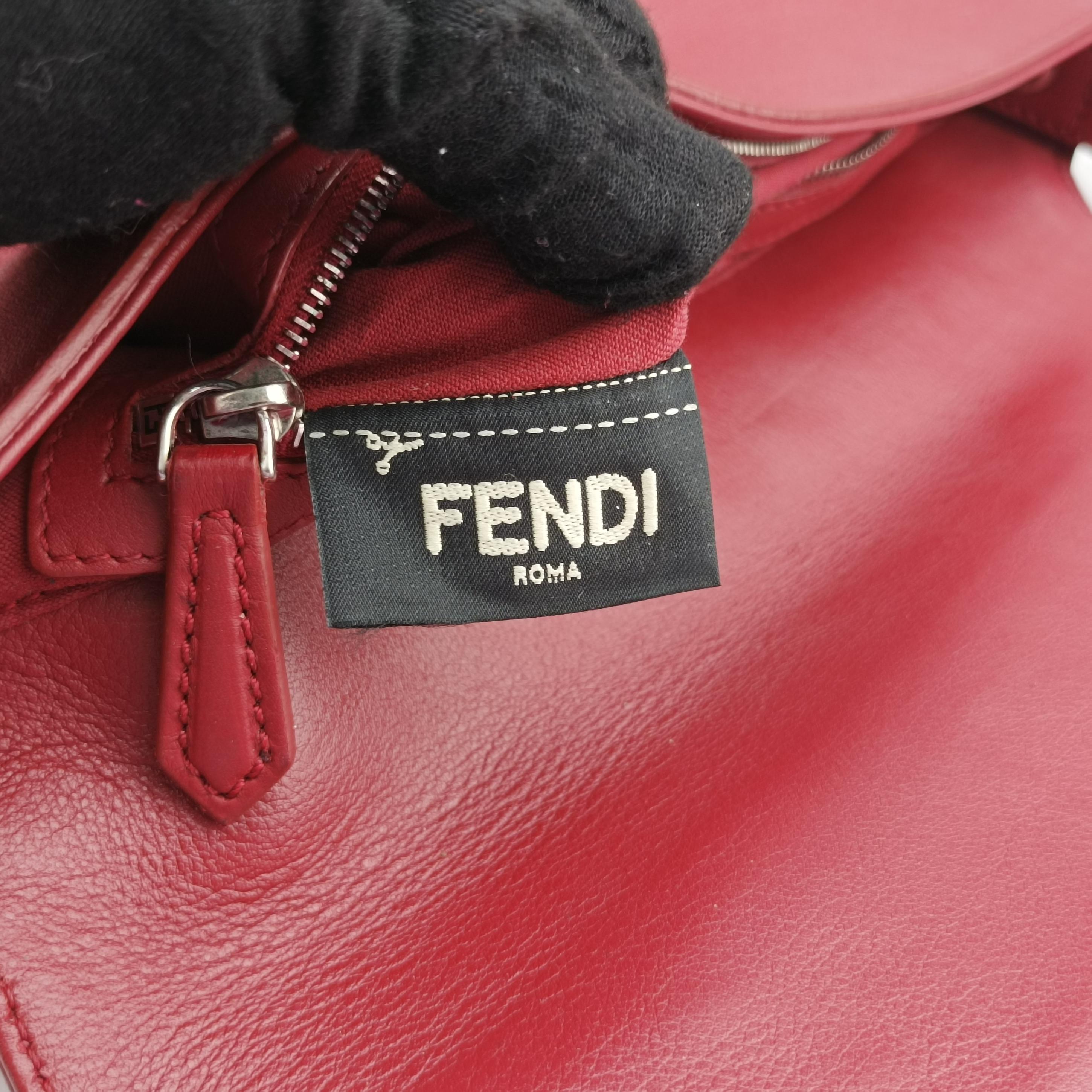 Pre-owned Fendi BAGUETTE Burgundy Leather x snakeskin 8BR600 shoulderbag | stylenewstar