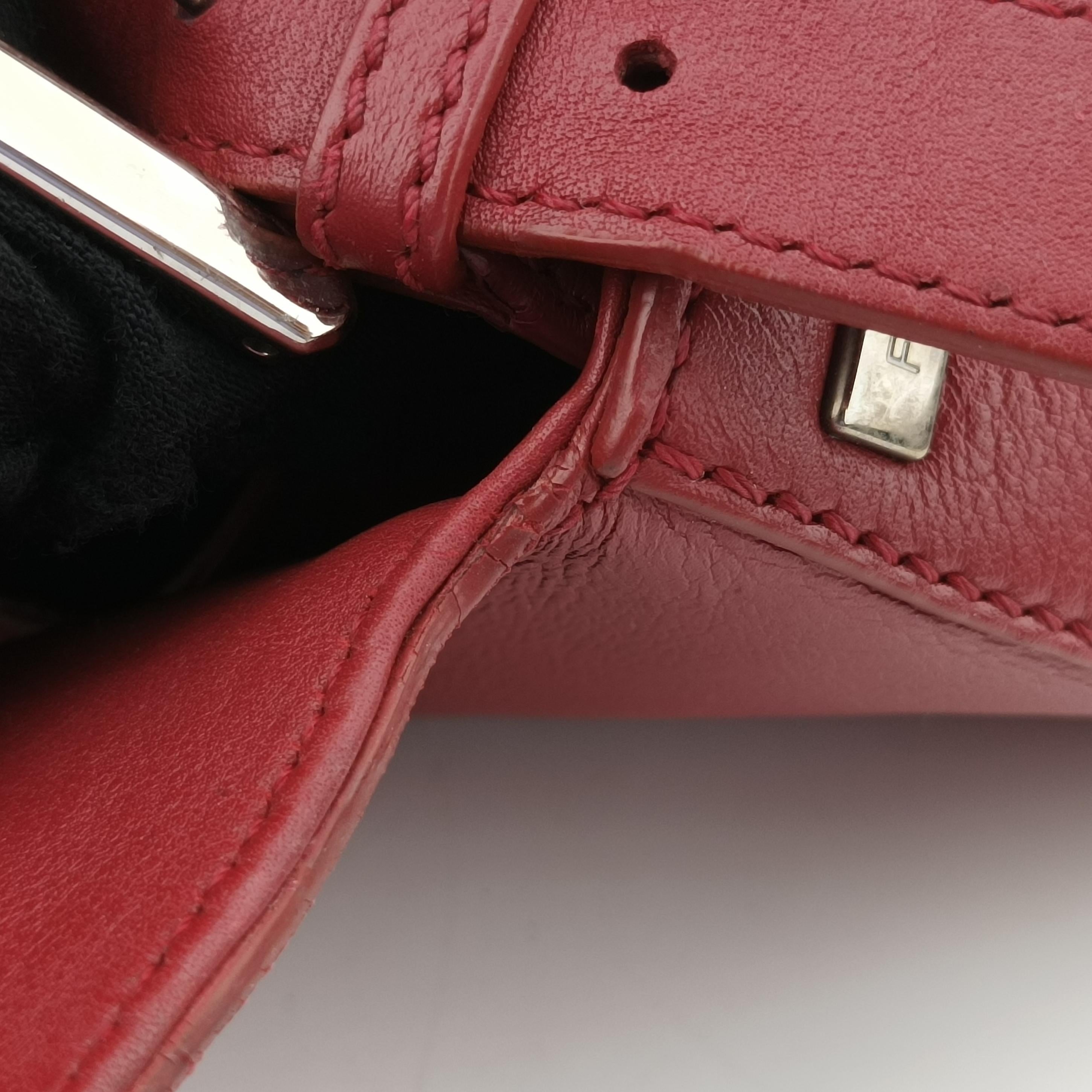 Pre-owned Fendi BAGUETTE Burgundy Leather x snakeskin 8BR600 shoulderbag | stylenewstar