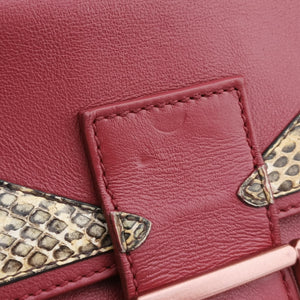 Pre-owned Fendi BAGUETTE Burgundy Leather x snakeskin 8BR600 shoulderbag | stylenewstar