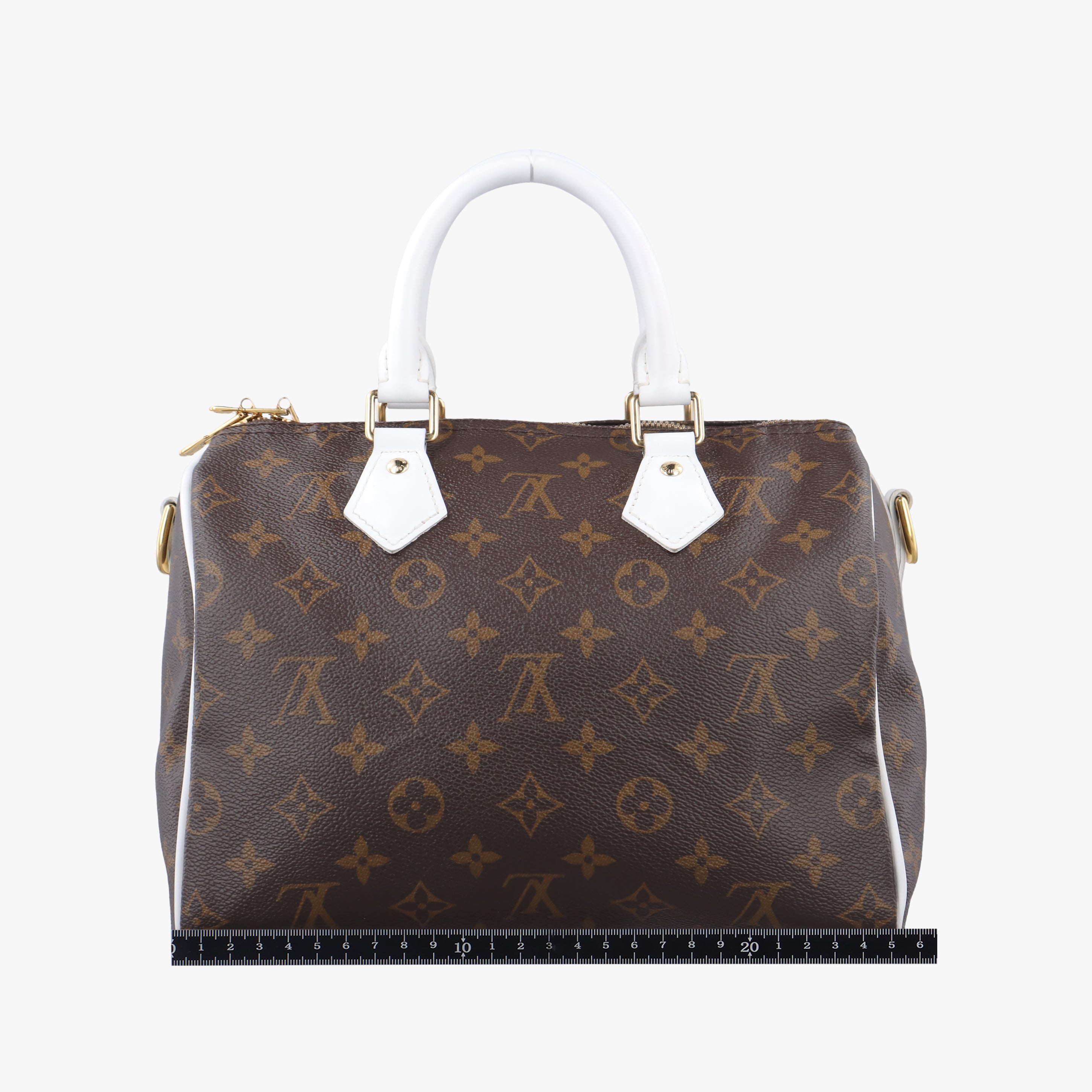 Pre-owned Louis Vuitton Speedy  Bandoulière 25 brown×white Monogram Canvas×calf leather M20754 shoulderbag | stylenewstar