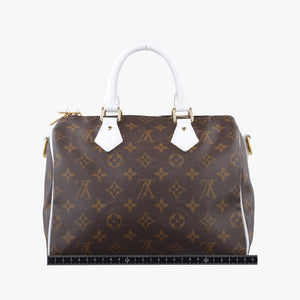 Pre-owned Louis Vuitton Speedy  Bandoulière 25 brown×white Monogram Canvas×calf leather M20754 shoulderbag | stylenewstar