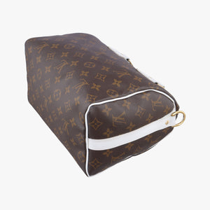 Pre-owned Louis Vuitton Speedy  Bandoulière 25 brown×white Monogram Canvas×calf leather M20754 shoulderbag | stylenewstar