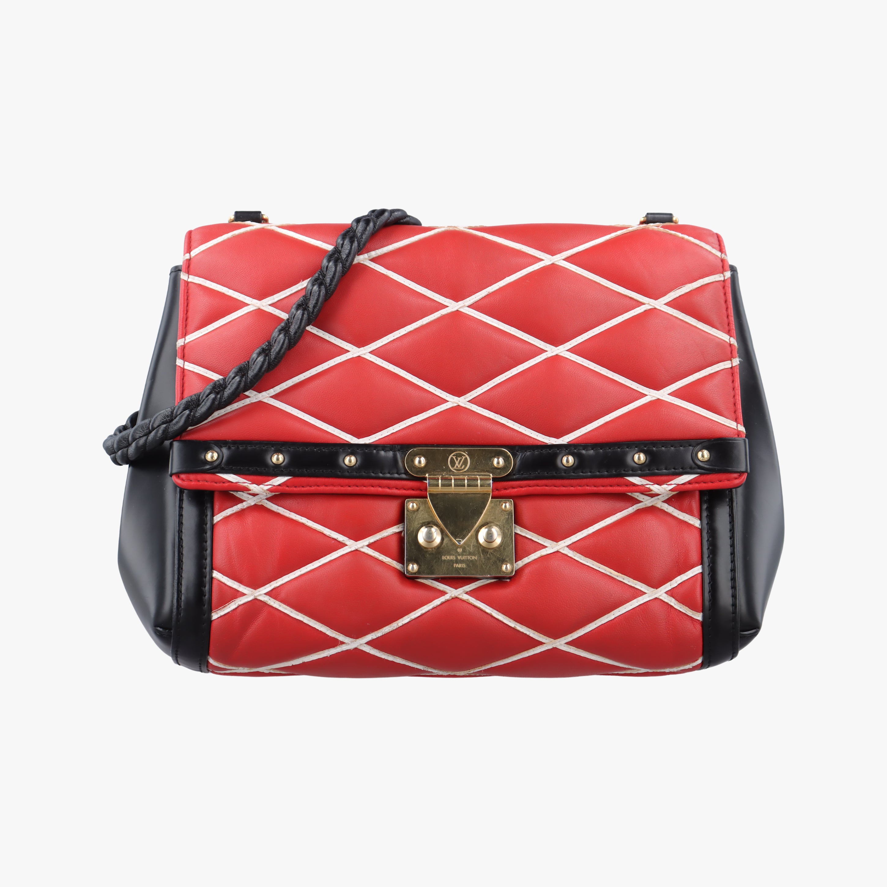 Pre-owned Louis Vuitton Pochette Flap Malletage Red × Black Leather  shoulderbag | stylenewstar