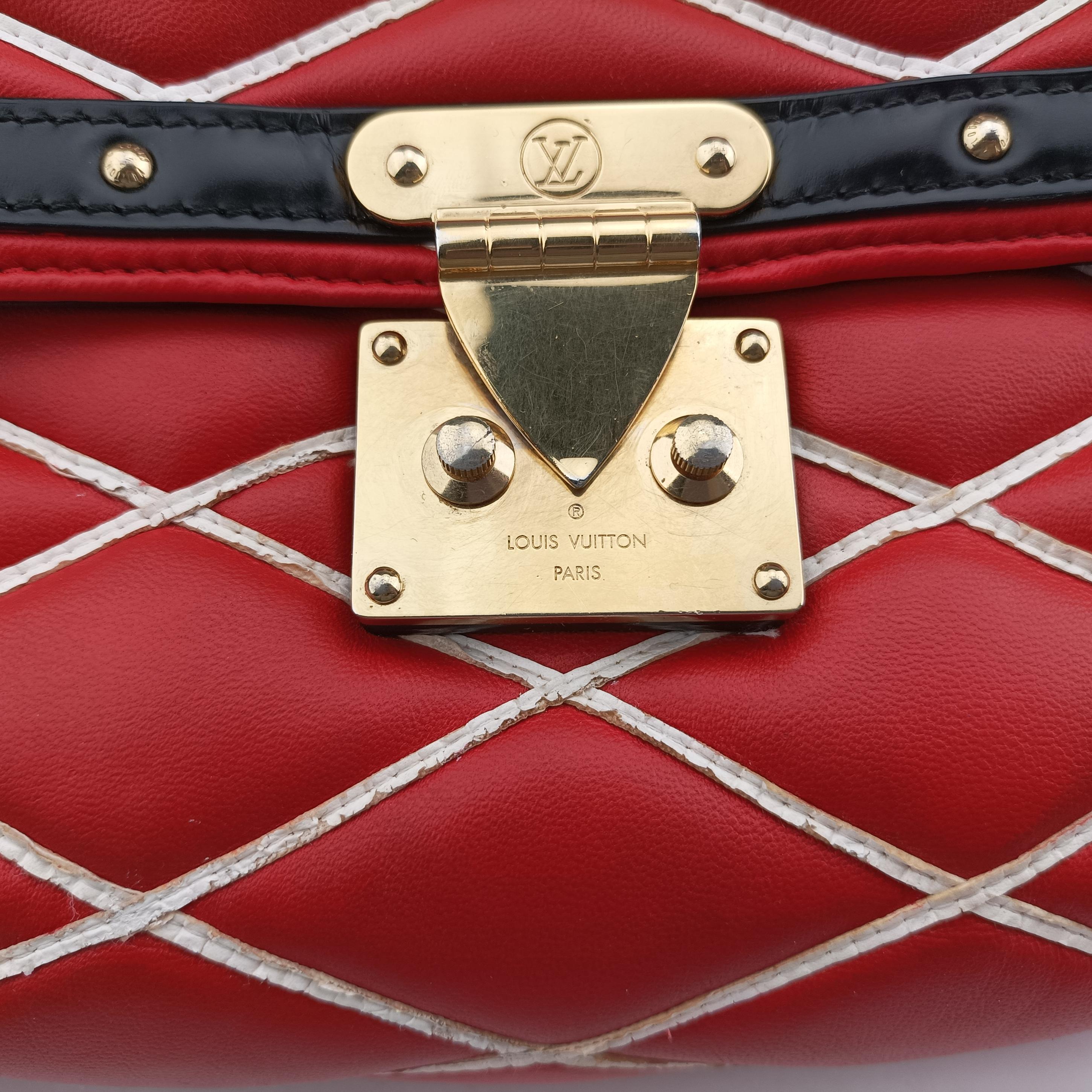 Pre-owned Louis Vuitton Pochette Flap Malletage Red × Black Leather  shoulderbag | stylenewstar