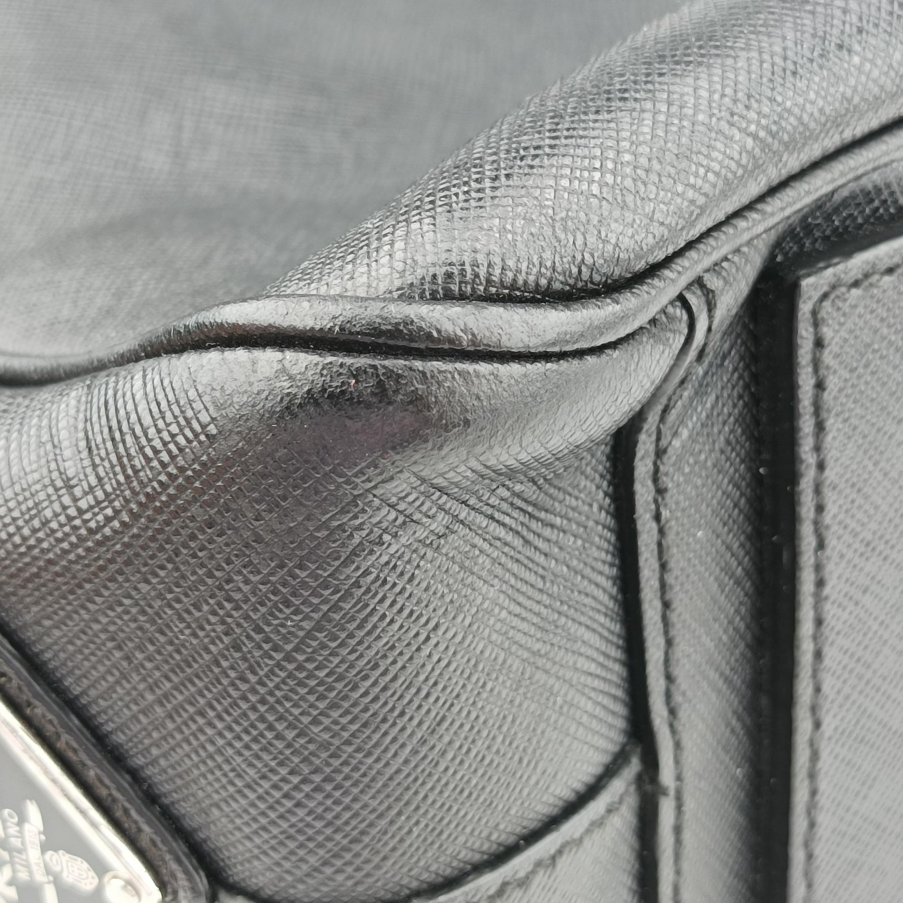 Pre-owned Prada Briefcase black SAFFIANO Leather VS305M handbag | stylenewstar