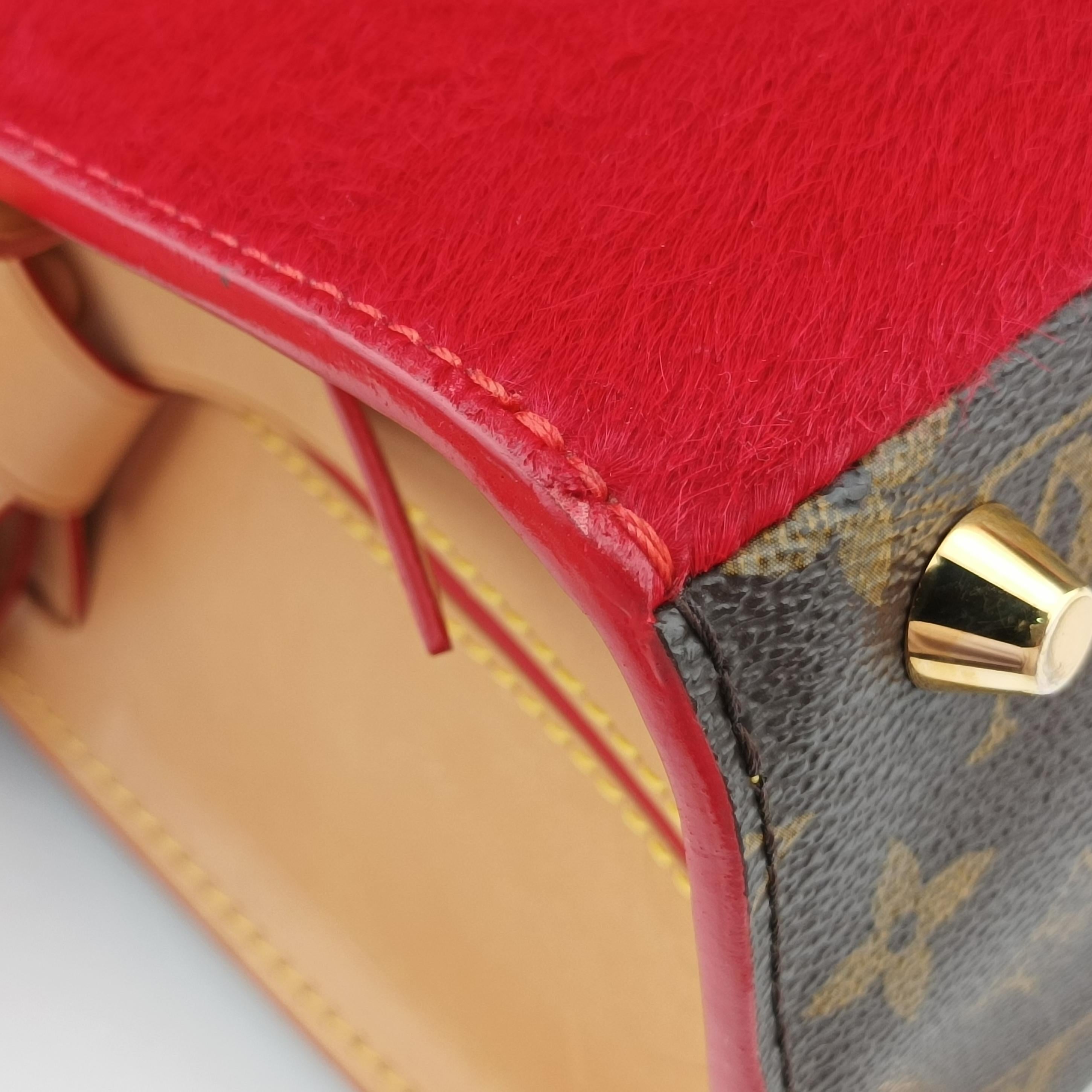 Pre-owned Louis Vuitton Monogram Studs Icono Brown×red×beige Monogram Canvas×calf leather×ponyhair M41234 handbag | stylenewstar