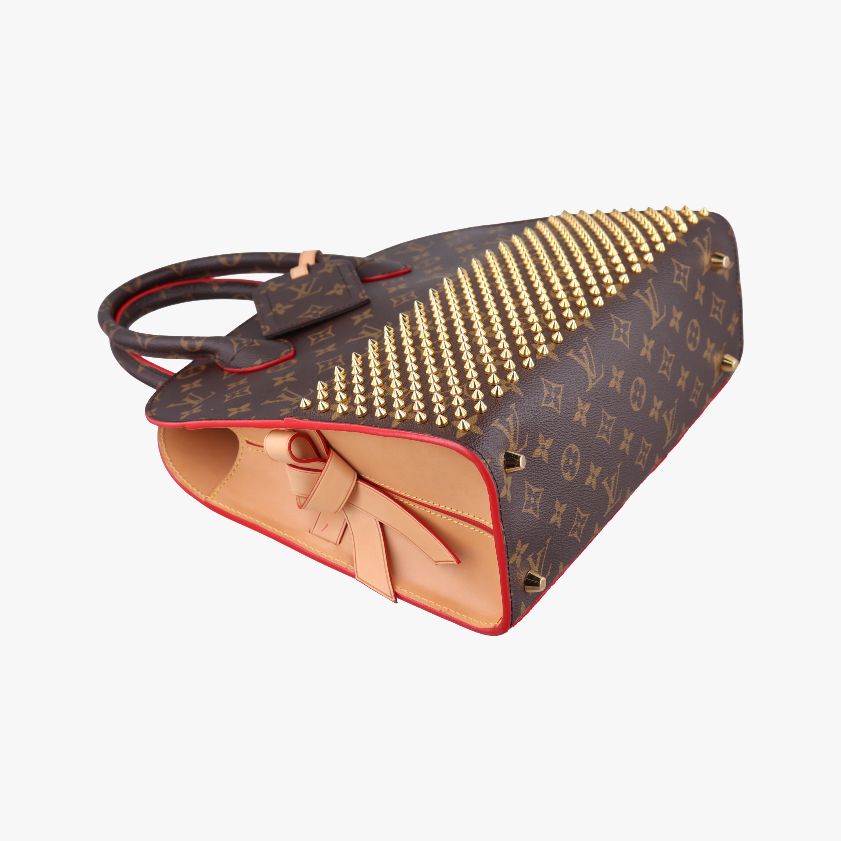 Pre-owned Louis Vuitton Monogram Studs Icono Brown×red×beige Monogram Canvas×calf leather×ponyhair M41234 handbag | stylenewstar