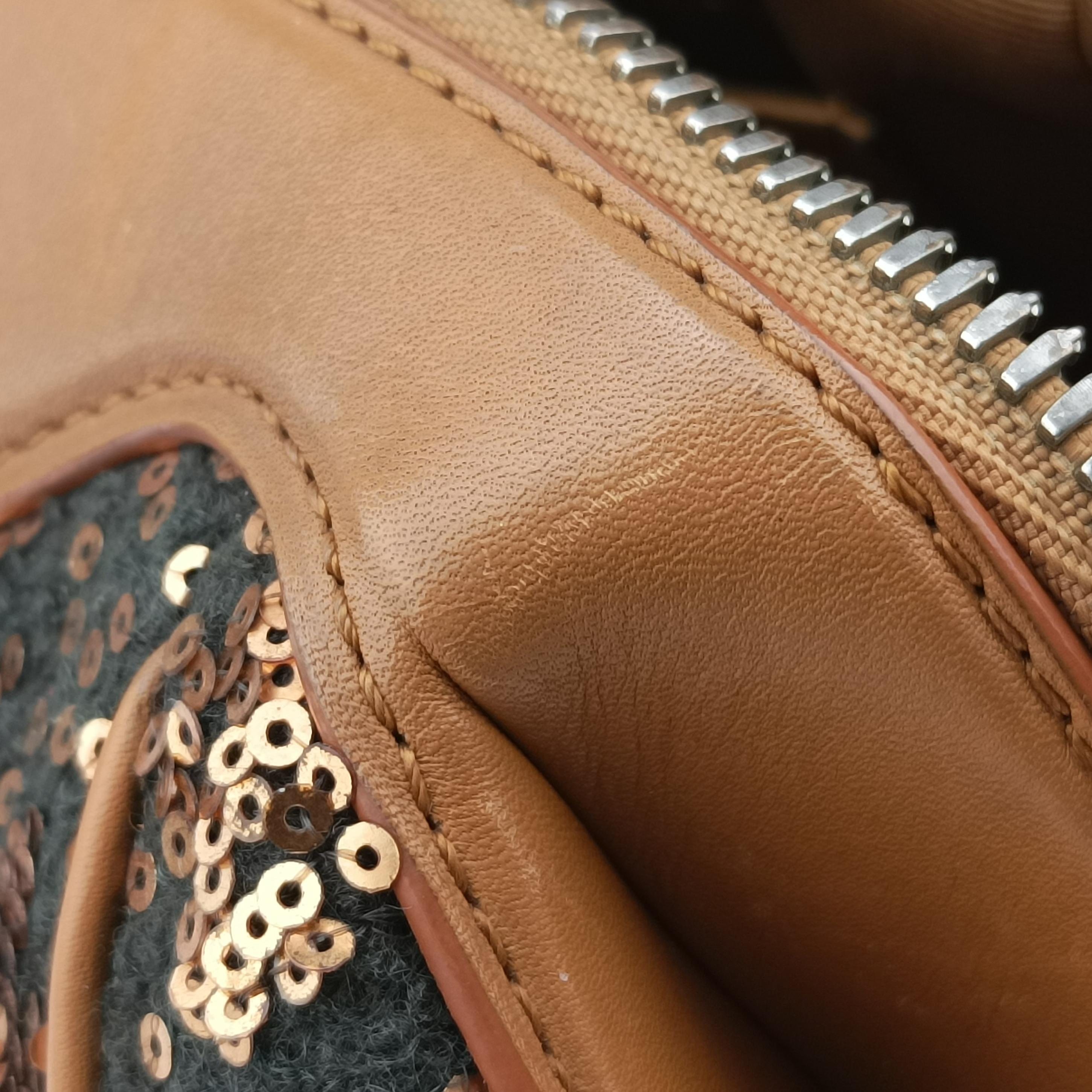 Pre-owned Louis Vuitton Monogram Sunshine Express Baby Brown×Black Sequins × leather M40794 handbag | stylenewstar