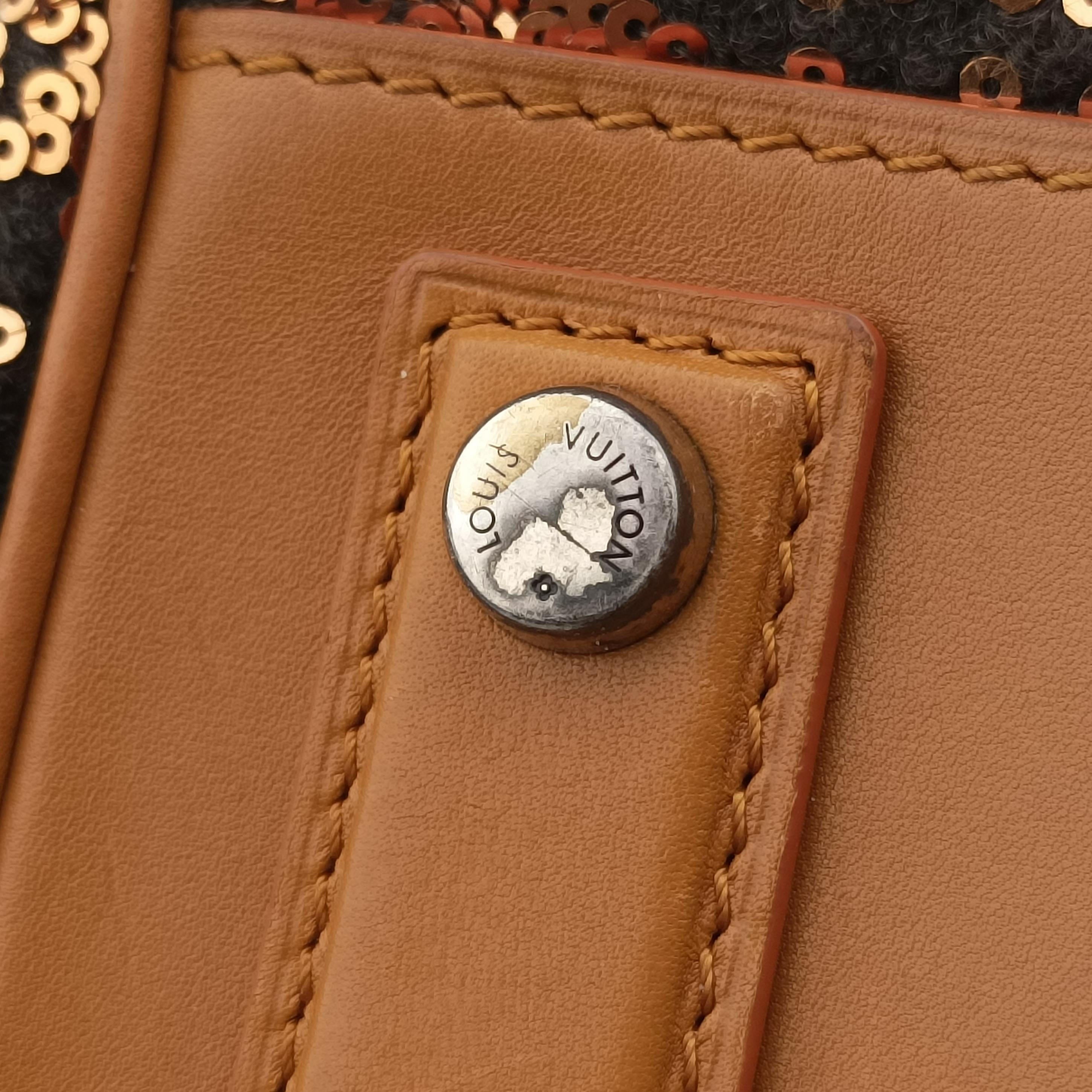 Pre-owned Louis Vuitton Monogram Sunshine Express Baby Brown×Black Sequins × leather M40794 handbag | stylenewstar