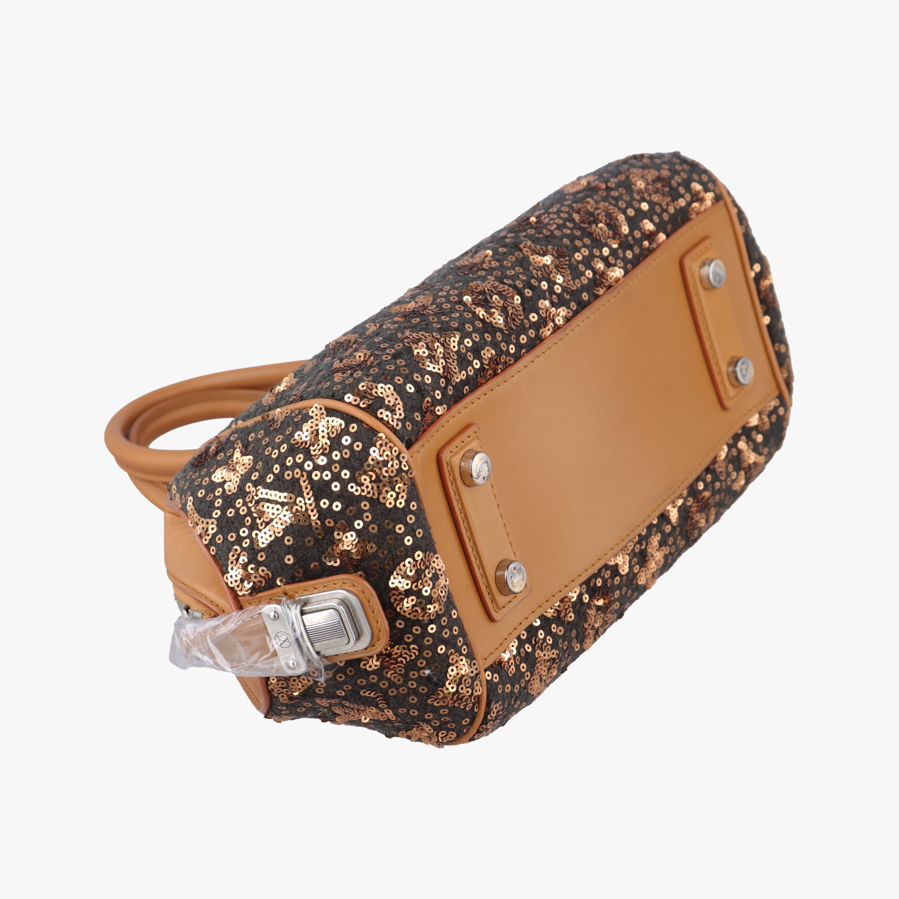 Pre-owned Louis Vuitton Monogram Sunshine Express Baby Brown×Black Sequins × leather M40794 handbag | stylenewstar