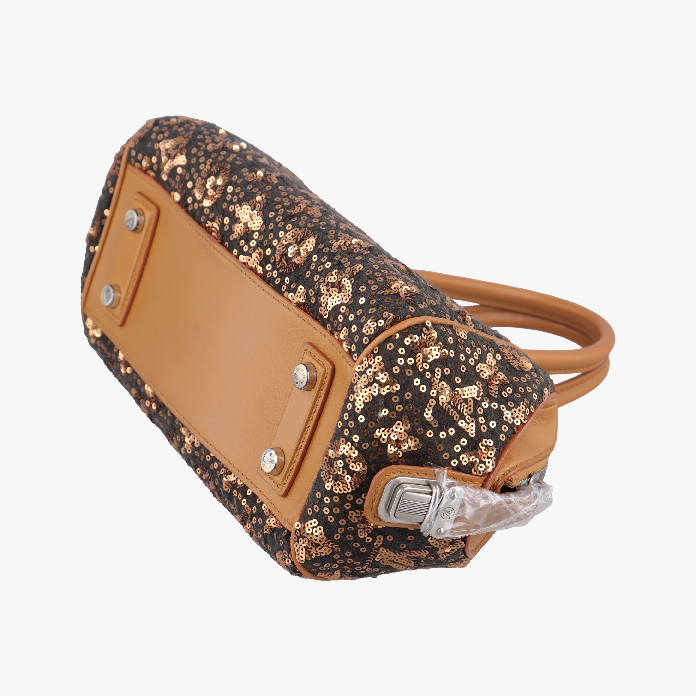 Pre-owned Louis Vuitton Monogram Sunshine Express Baby Brown×Black Sequins × leather M40794 handbag | stylenewstar