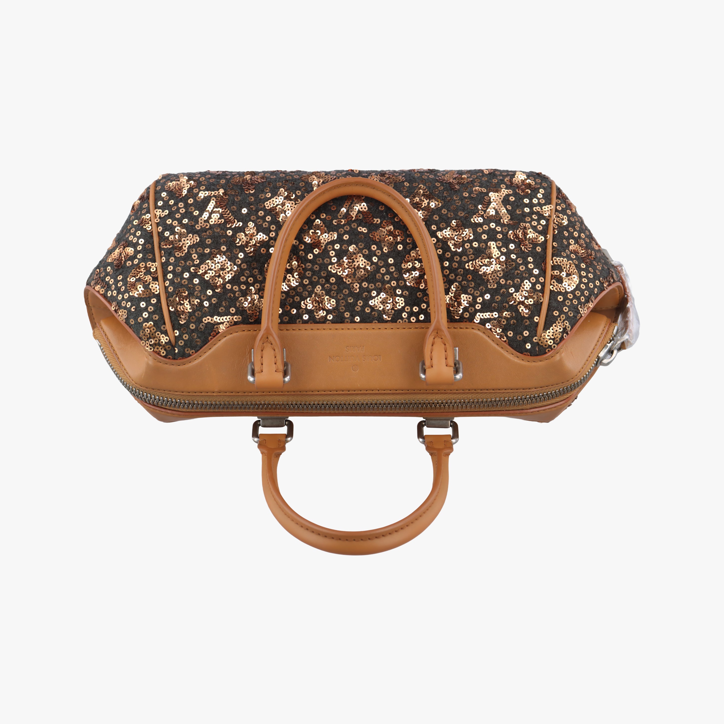 Pre-owned Louis Vuitton Monogram Sunshine Express Baby Brown×Black Sequins × leather M40794 handbag | stylenewstar