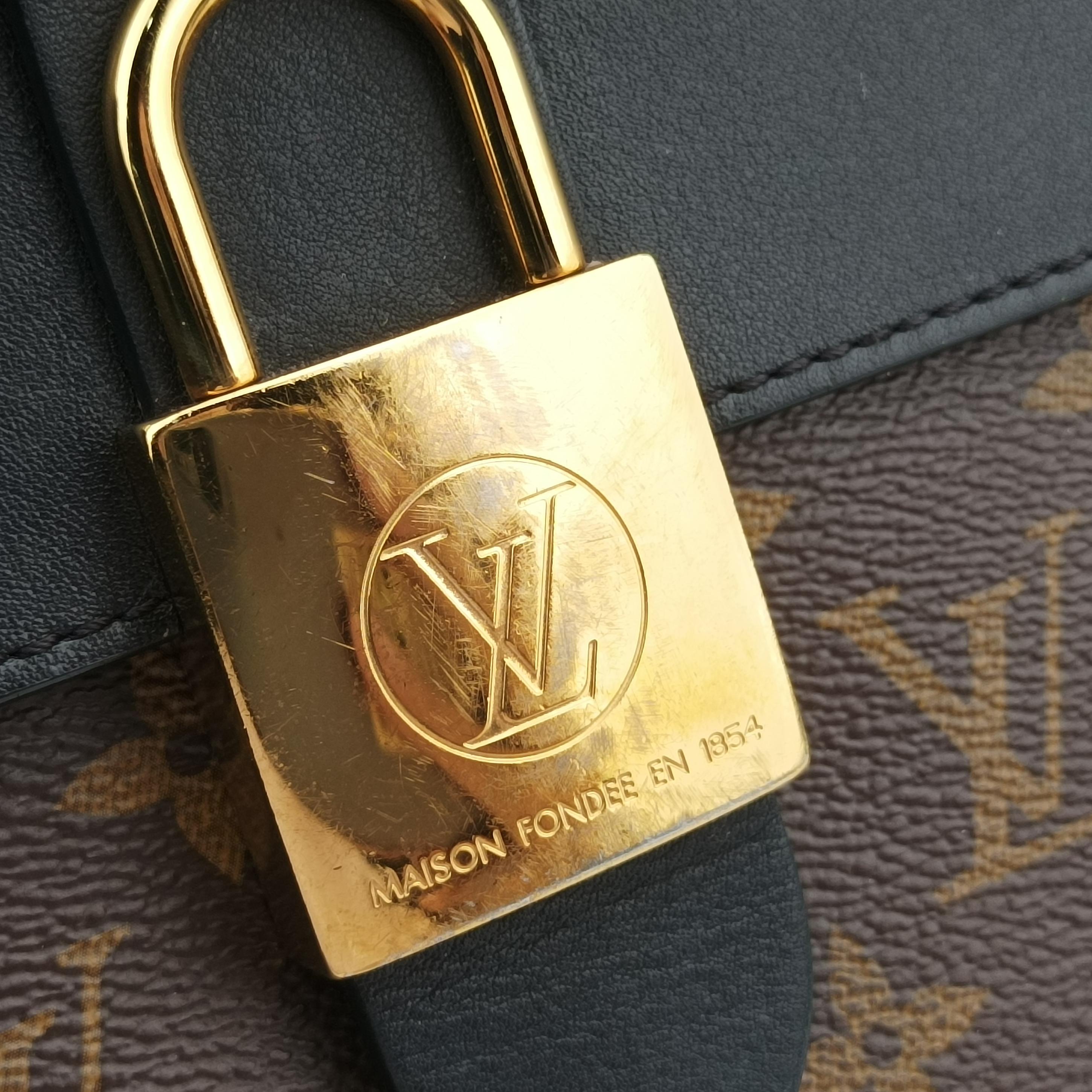 Pre-owned Louis Vuitton Rocky BB Monogram/Brown x Black Monogram canvas x calf leather M44141 shoulderbag | stylenewstar