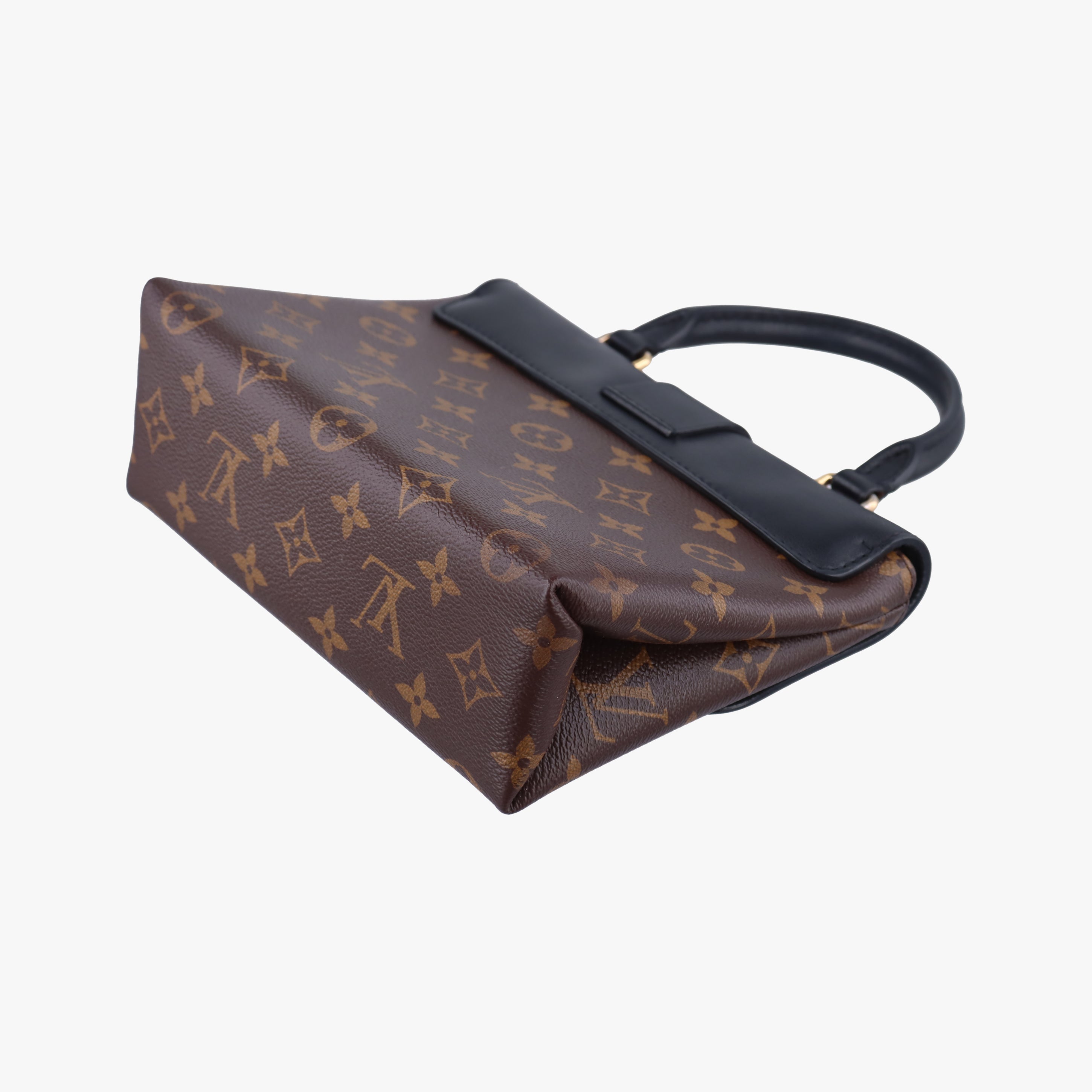Pre-owned Louis Vuitton Rocky BB Monogram/Brown x Black Monogram canvas x calf leather M44141 shoulderbag | stylenewstar