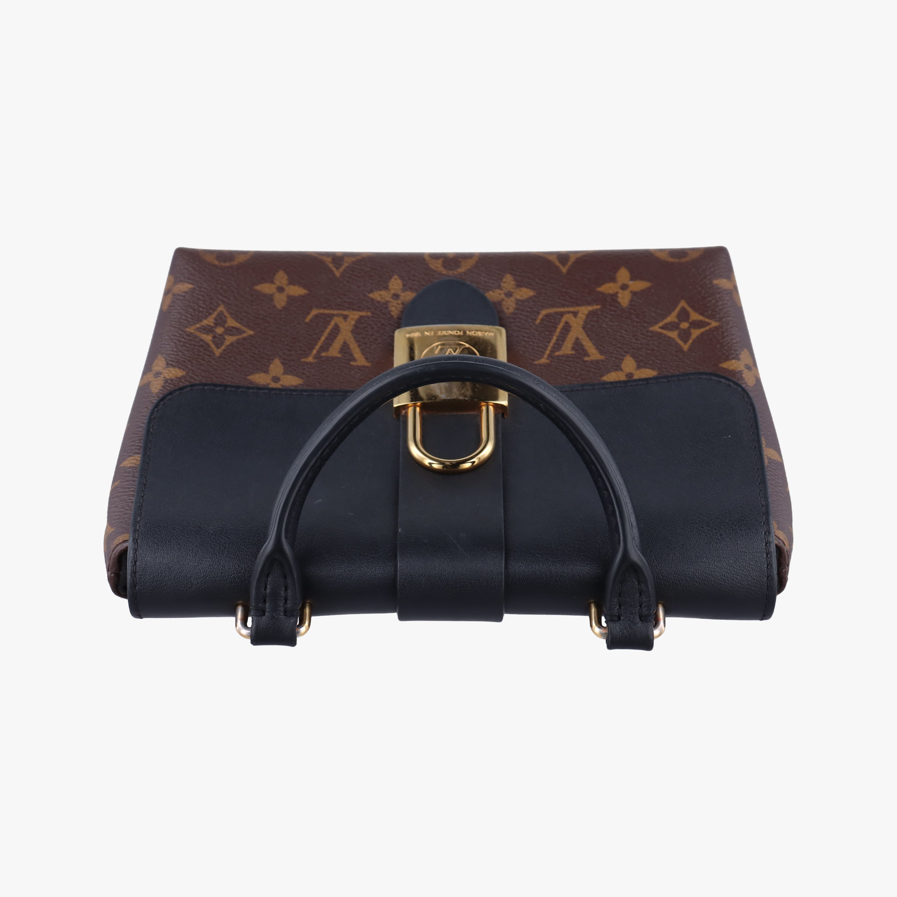 Pre-owned Louis Vuitton Rocky BB Monogram/Brown x Black Monogram canvas x calf leather M44141 shoulderbag | stylenewstar