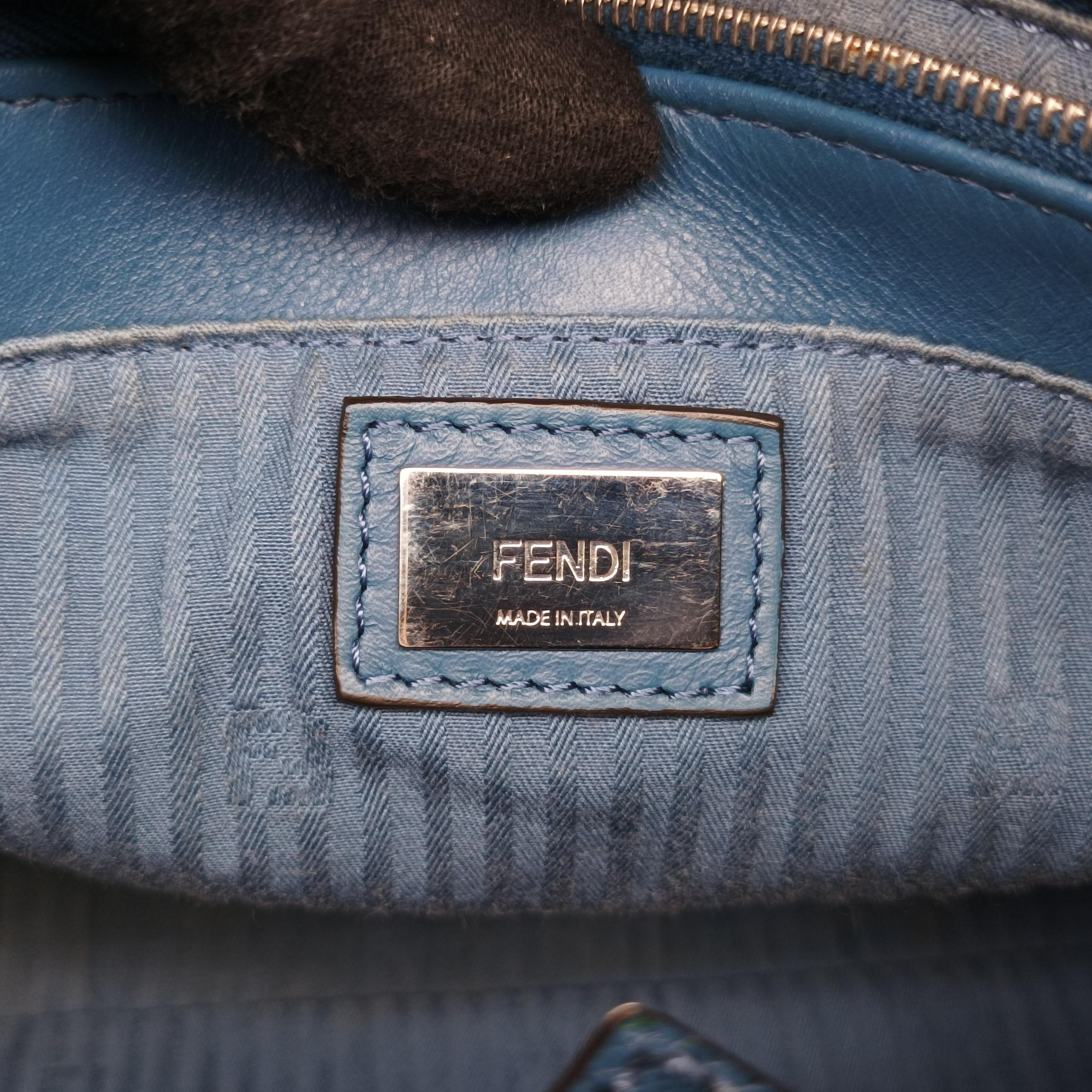 Secondhand Fendi Petite 2 JOURS Blue Leather 8BH253 shoulderbag | stylenewstar