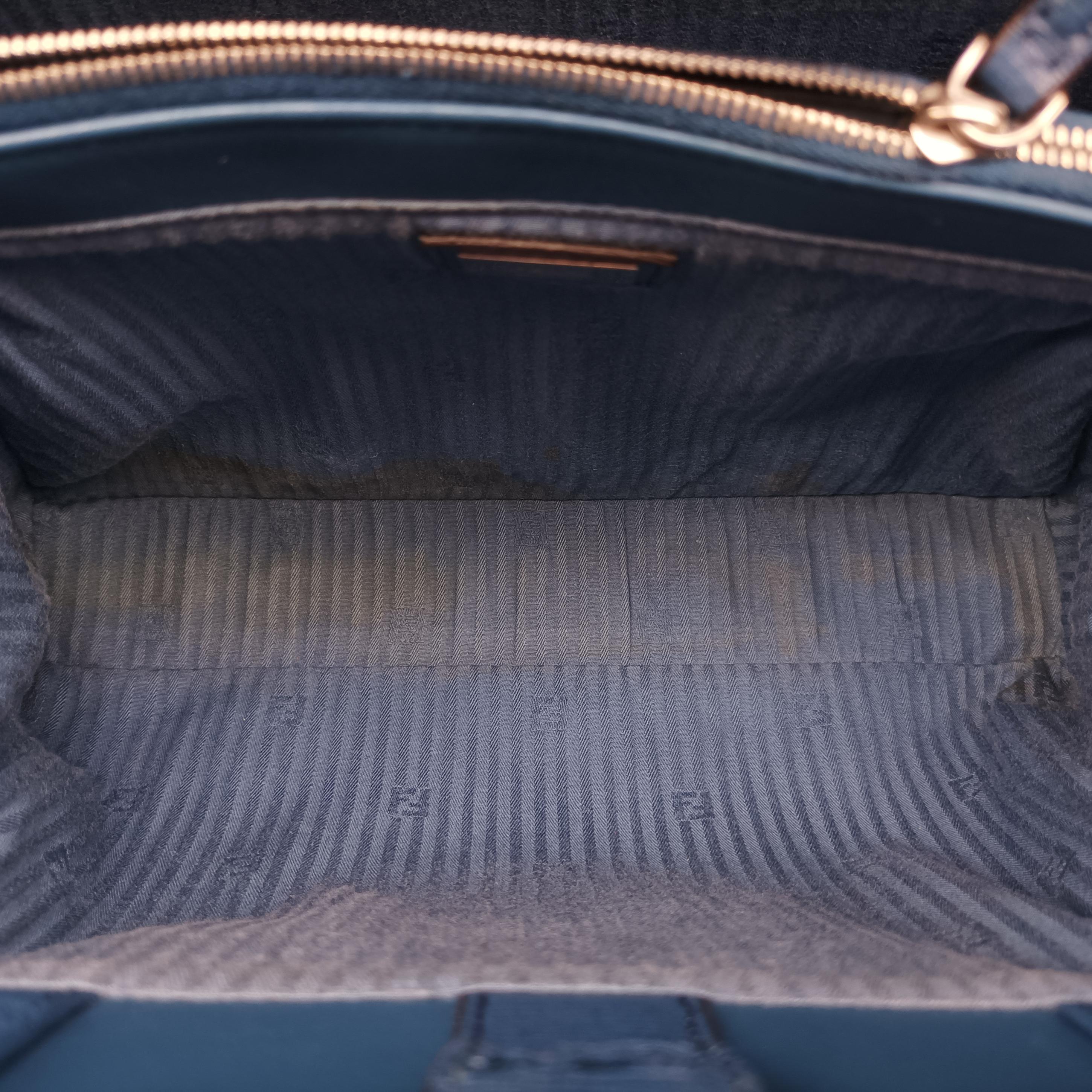 Secondhand Fendi Petite 2 JOURS Blue Leather 8BH253 shoulderbag | stylenewstar