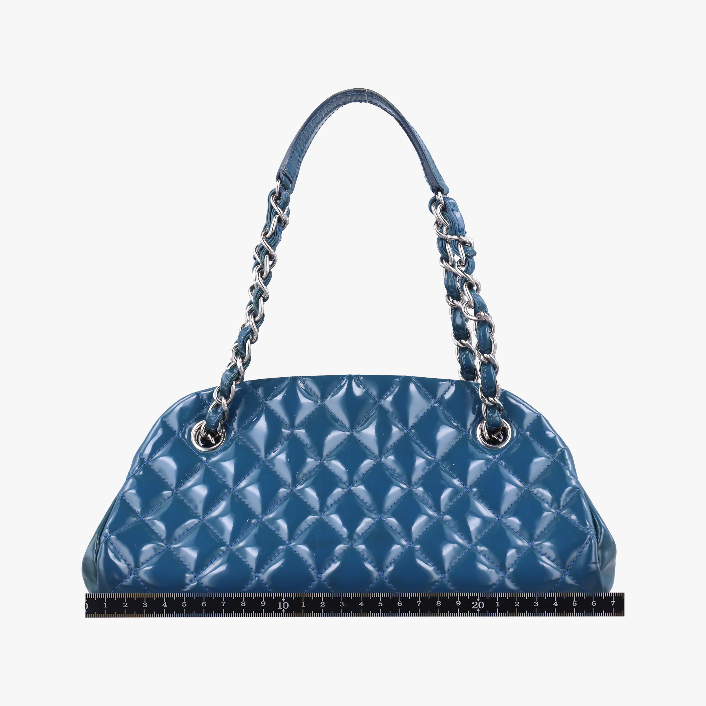 Vintage Chanel Mademoiselle Bowling Blue Patent A50556 shoulderbag | stylenewstar