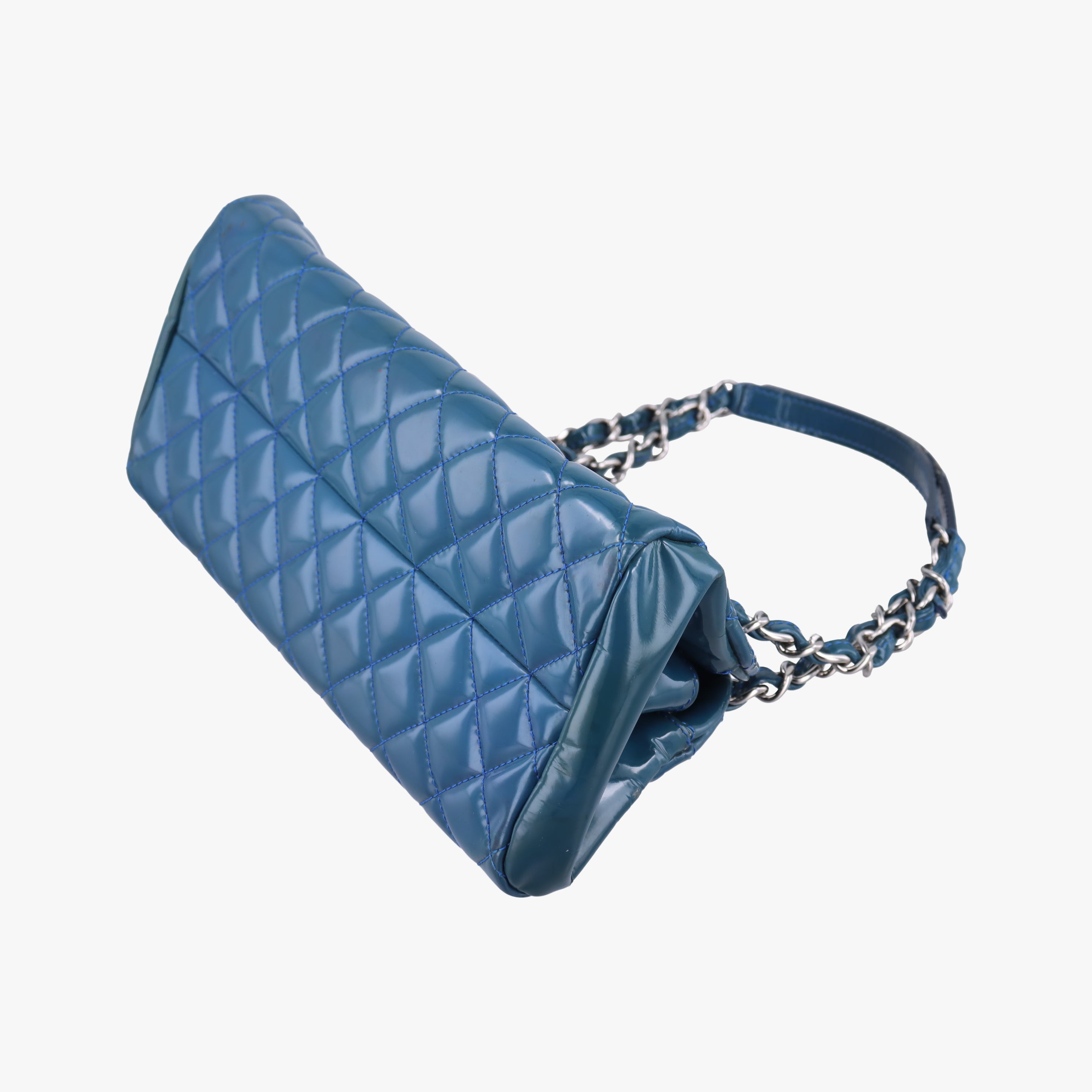 Vintage Chanel Mademoiselle Bowling Blue Patent A50556 shoulderbag | stylenewstar