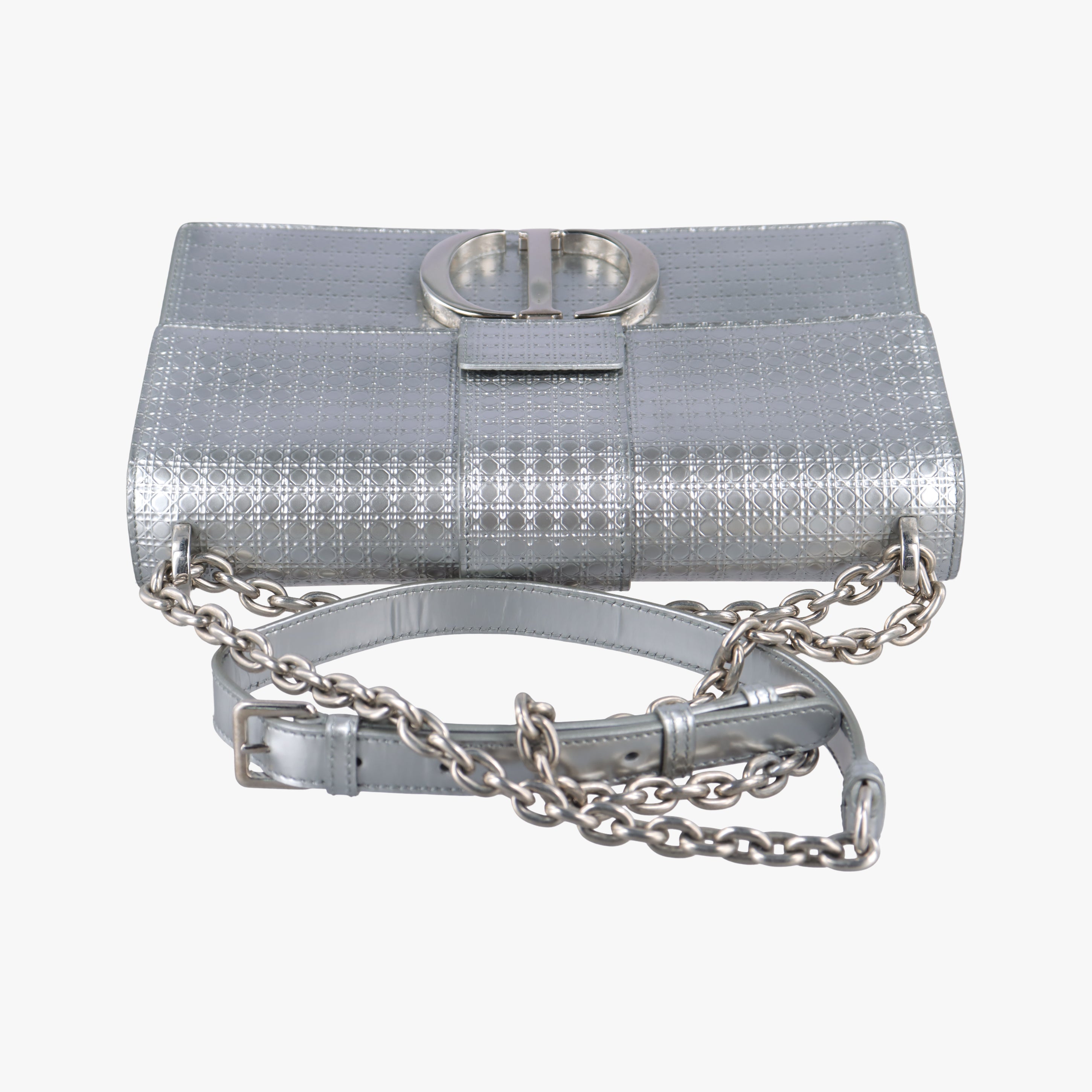 Pre-owned Christian Dior 30 Montaigne Silver Leather  shoulderbag | stylenewstar