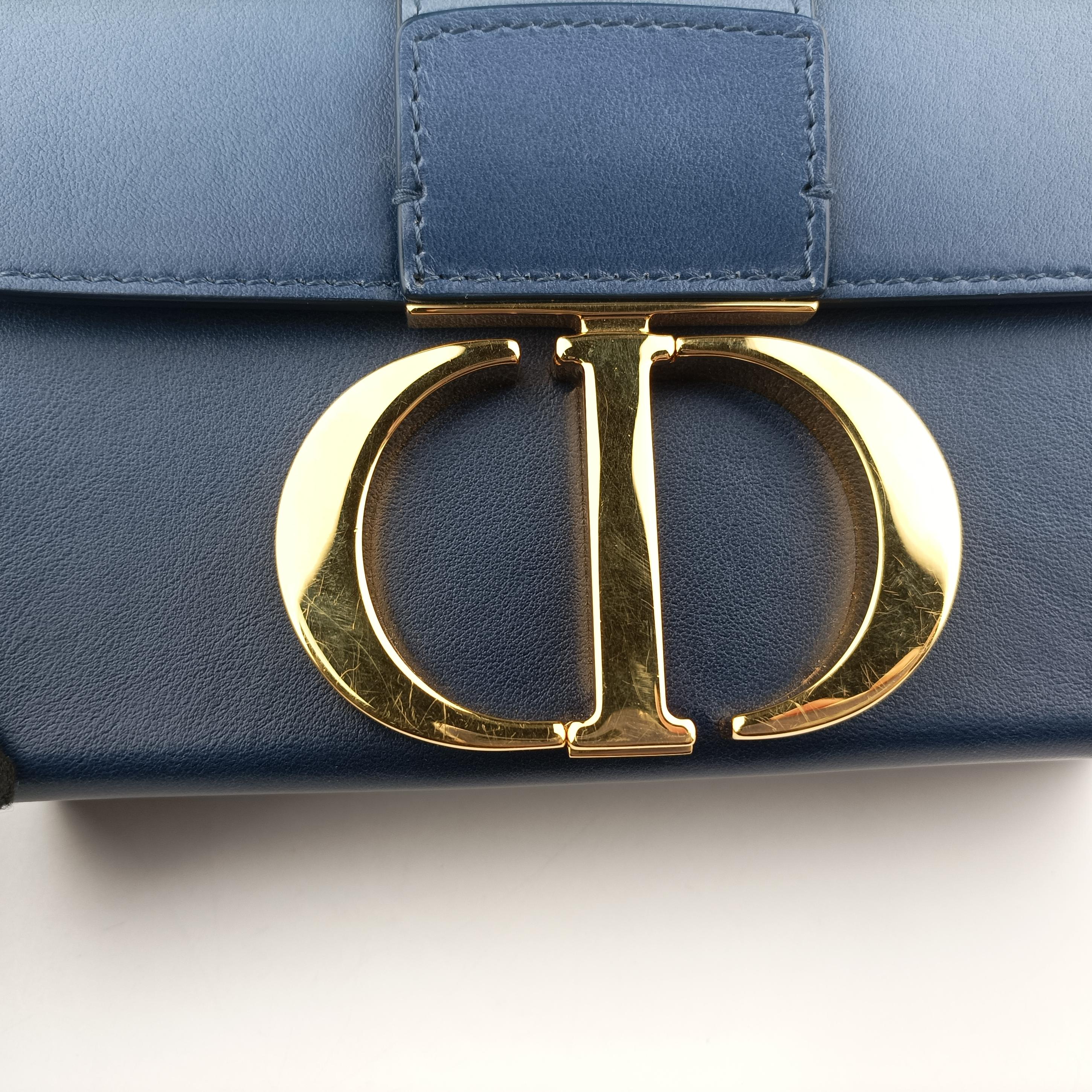 Vintage Christian Dior 30 Montaigne Box Blue leather  shoulderbag | stylenewstar