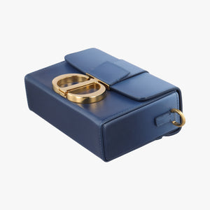 Vintage Christian Dior 30 Montaigne Box Blue leather  shoulderbag | stylenewstar