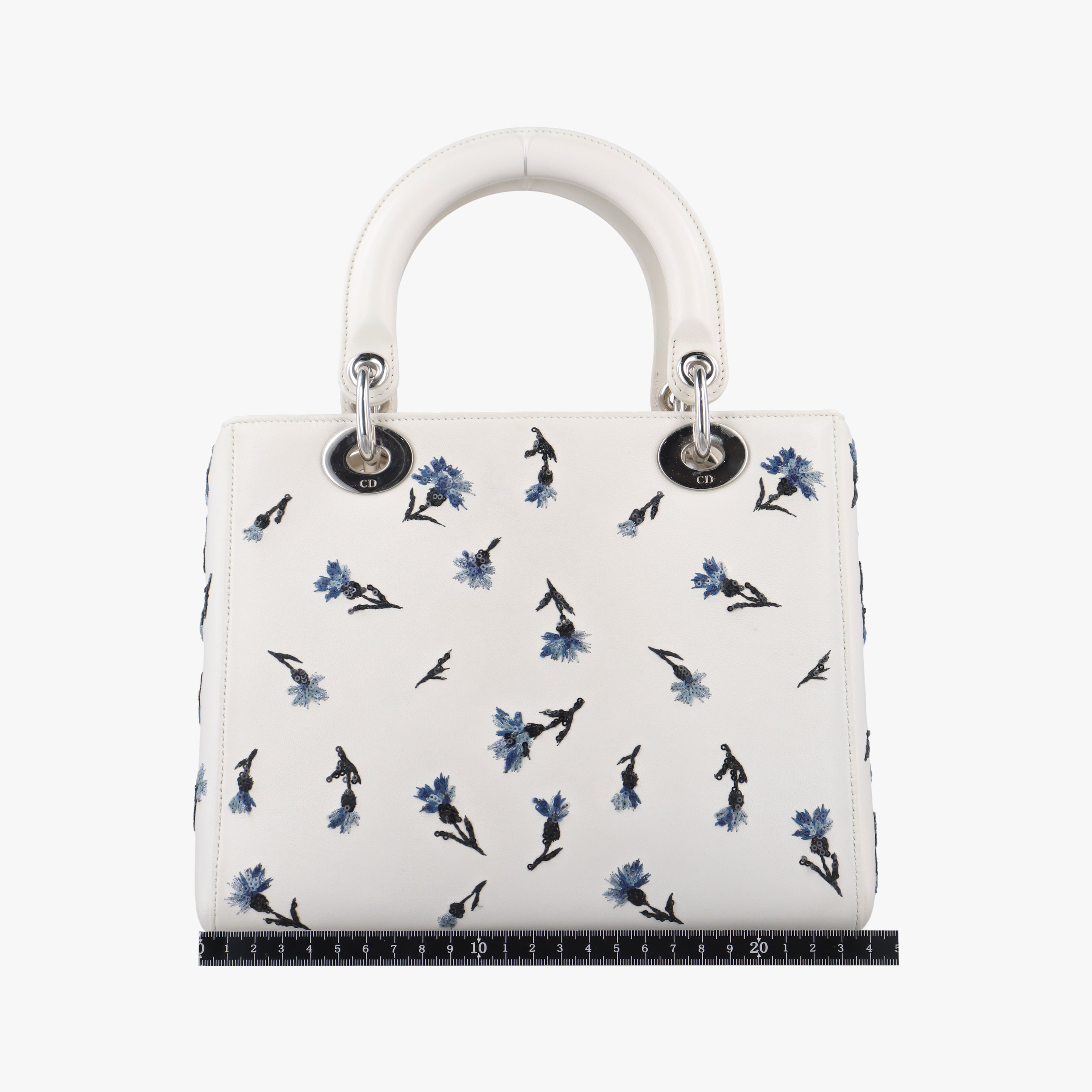 Vintage Christian Dior Lady Dior Flower Medium White×Multicolour leather  shoulderbag | stylenewstar