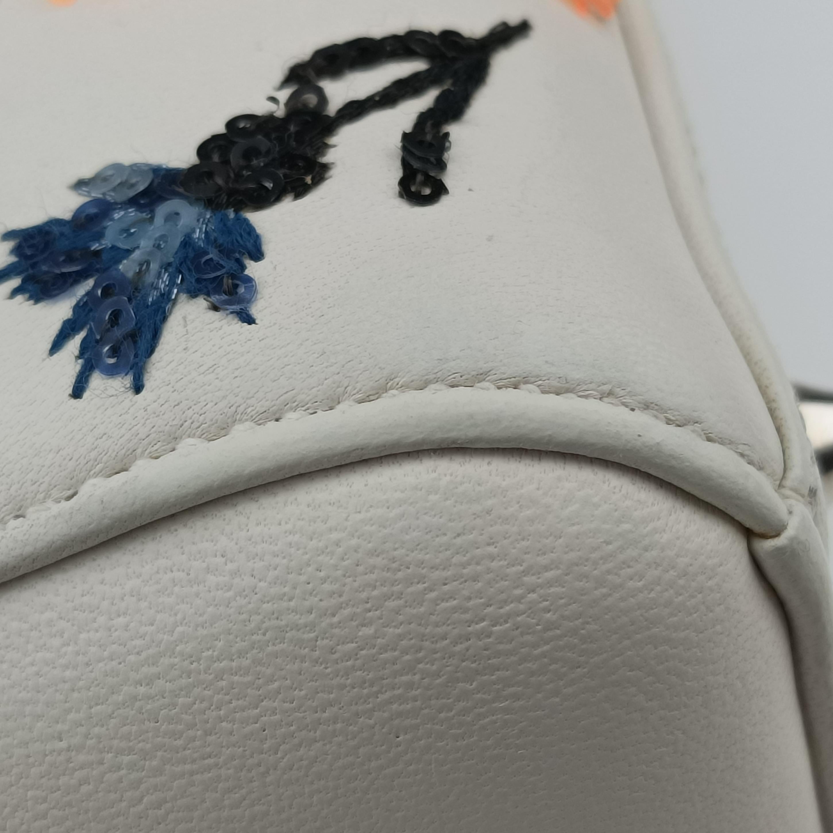 Vintage Christian Dior Lady Dior Flower Medium White×Multicolour leather  shoulderbag | stylenewstar