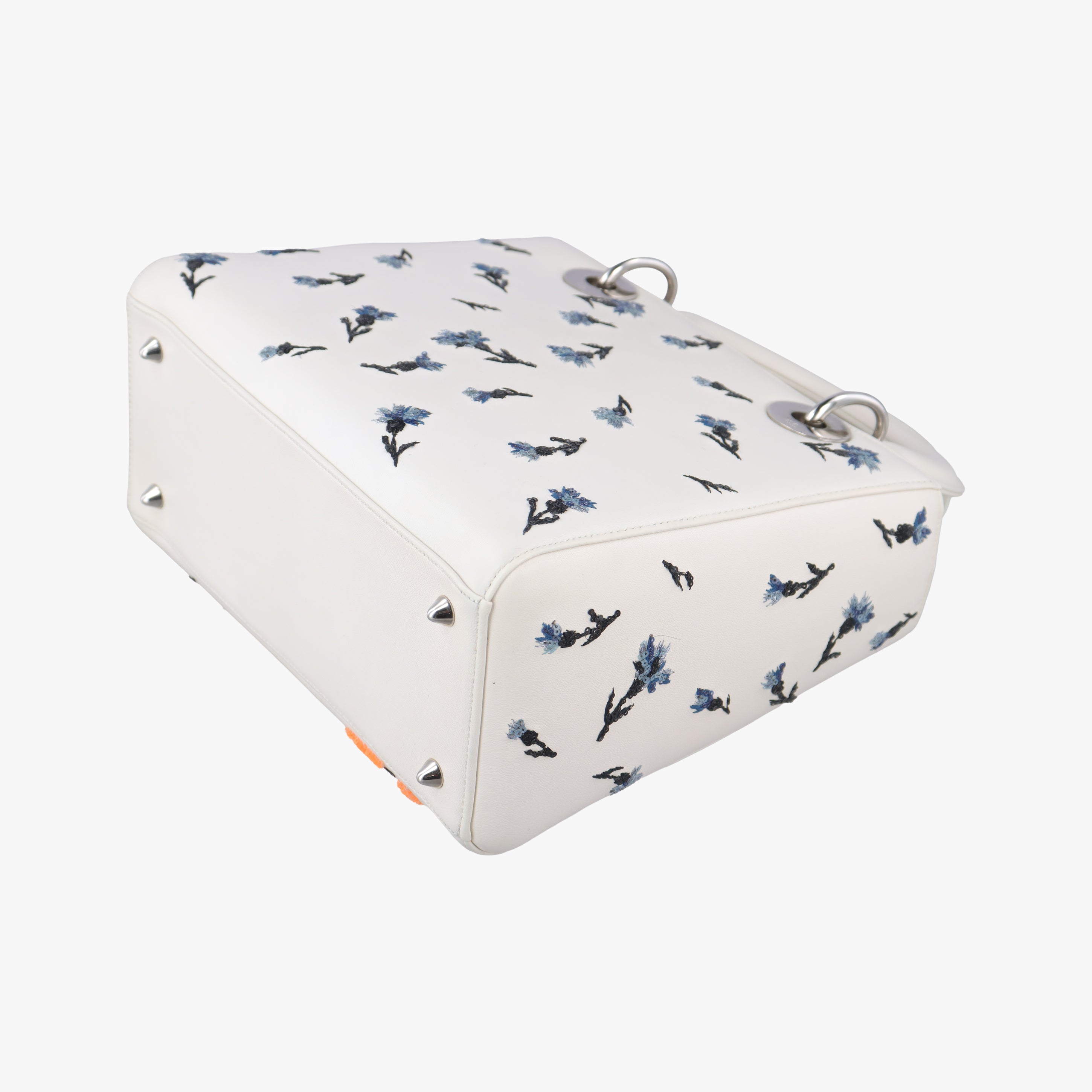 Vintage Christian Dior Lady Dior Flower Medium White×Multicolour leather  shoulderbag | stylenewstar