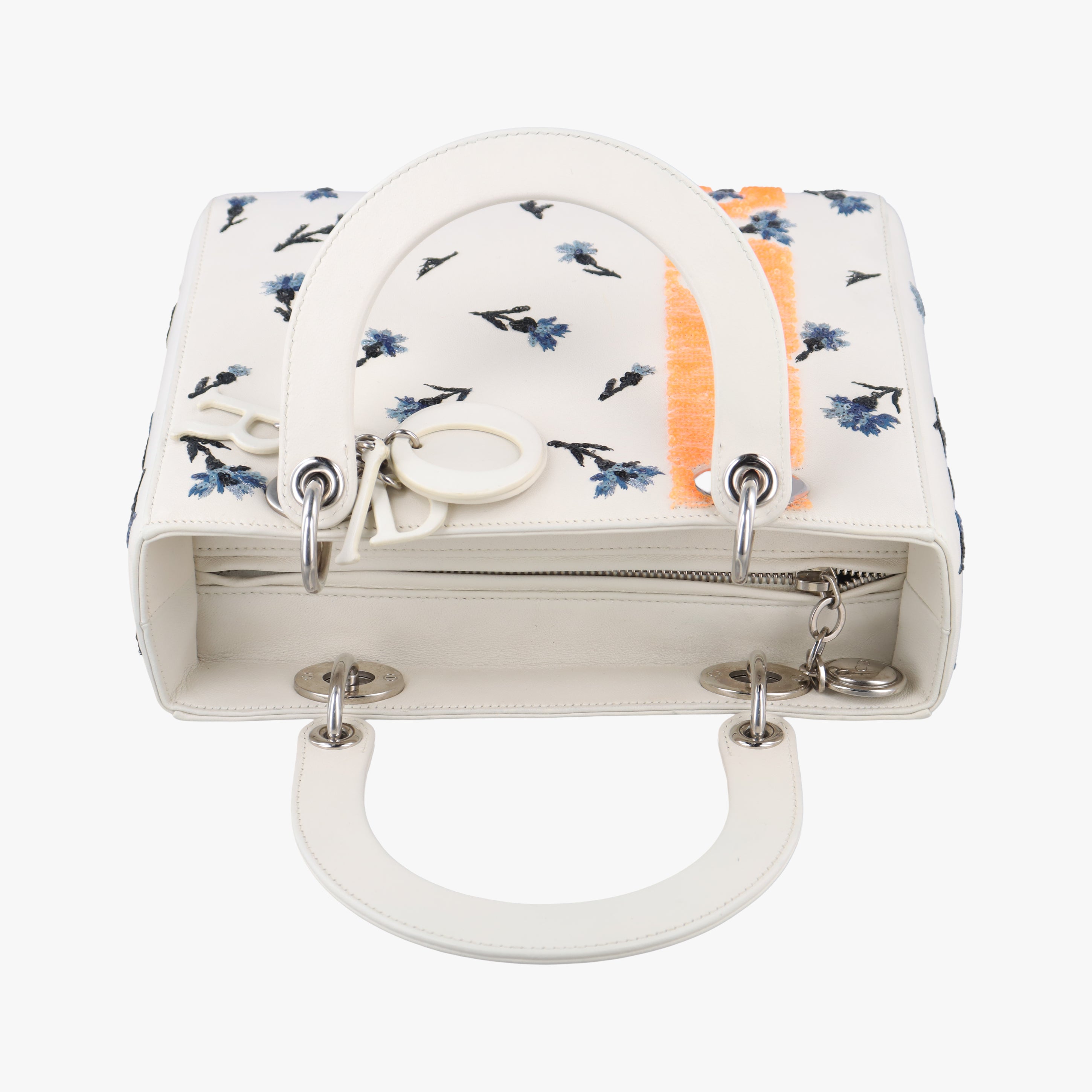 Vintage Christian Dior Lady Dior Flower Medium White×Multicolour leather  shoulderbag | stylenewstar