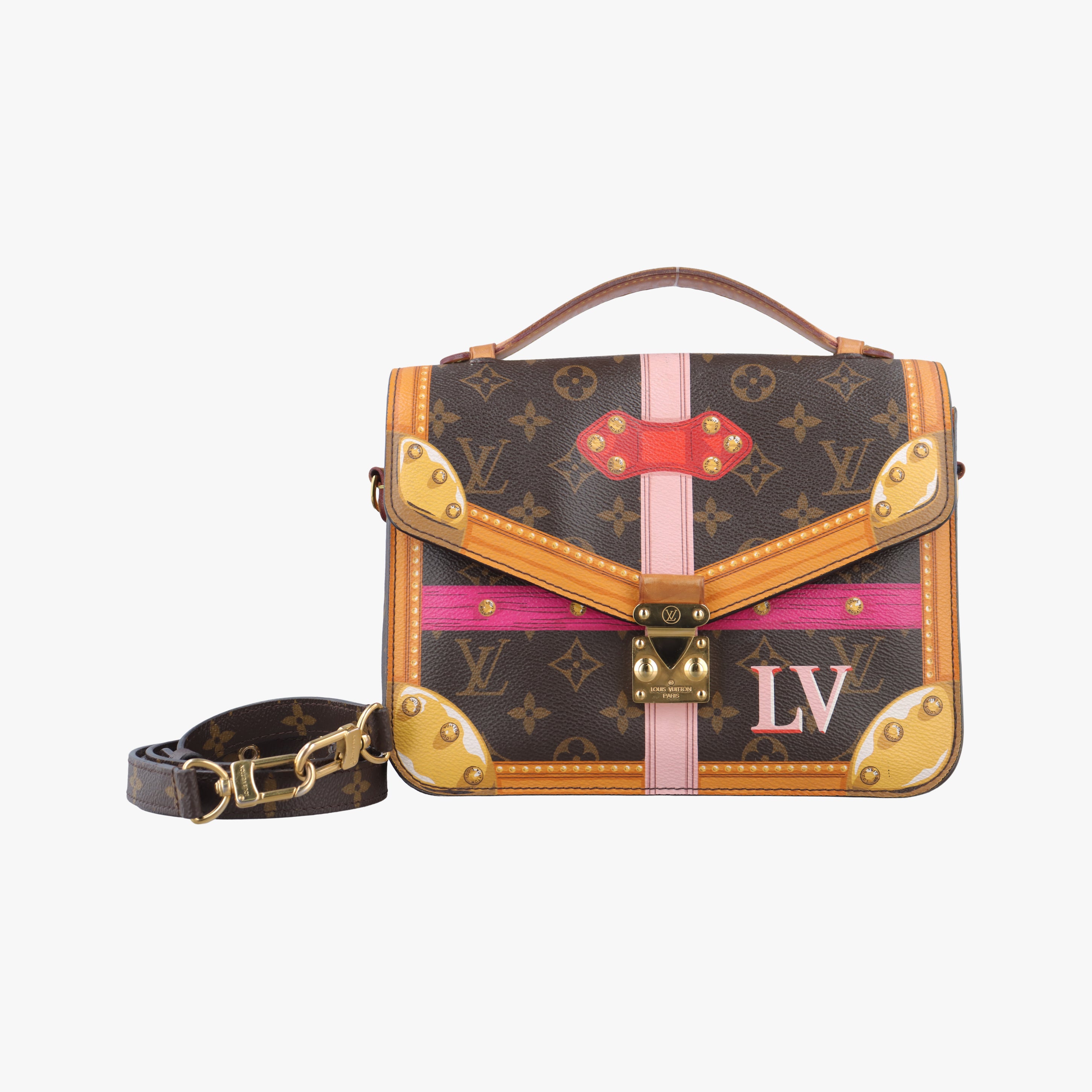 Pre-owned Louis Vuitton Summer Trunk Pochette MéTIS brown×multi Monogram Canvas M43628 shoulderbag | stylenewstar