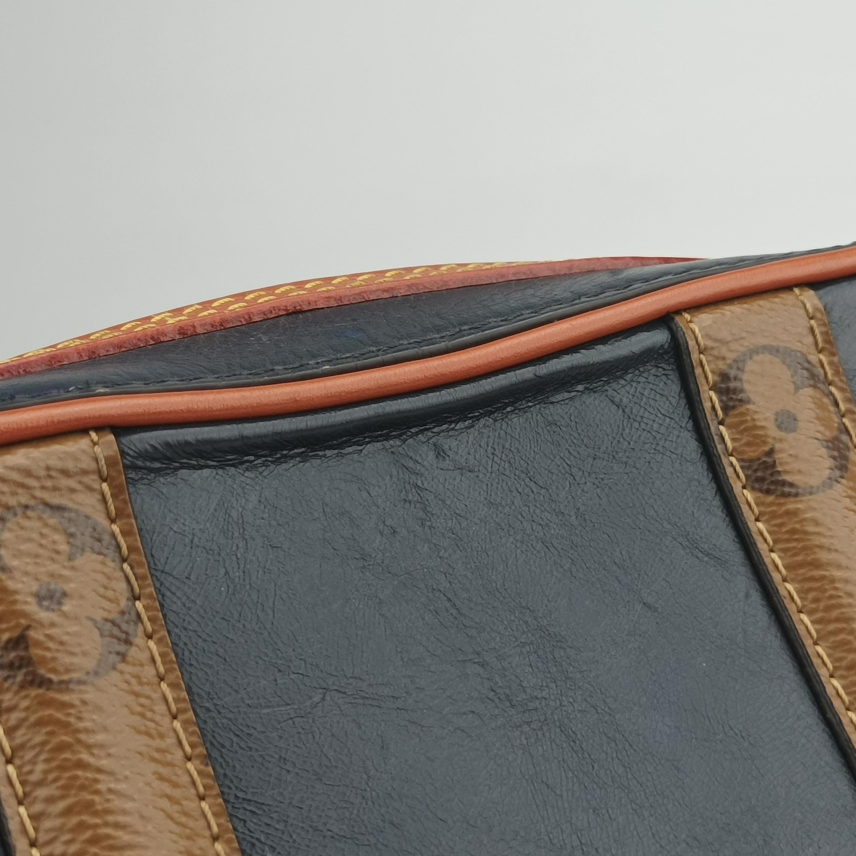 Pre-owned Louis Vuitton Valisette PM Brown × Navy Leather × Monogram Reverse M53782 shoulderbag | stylenewstar