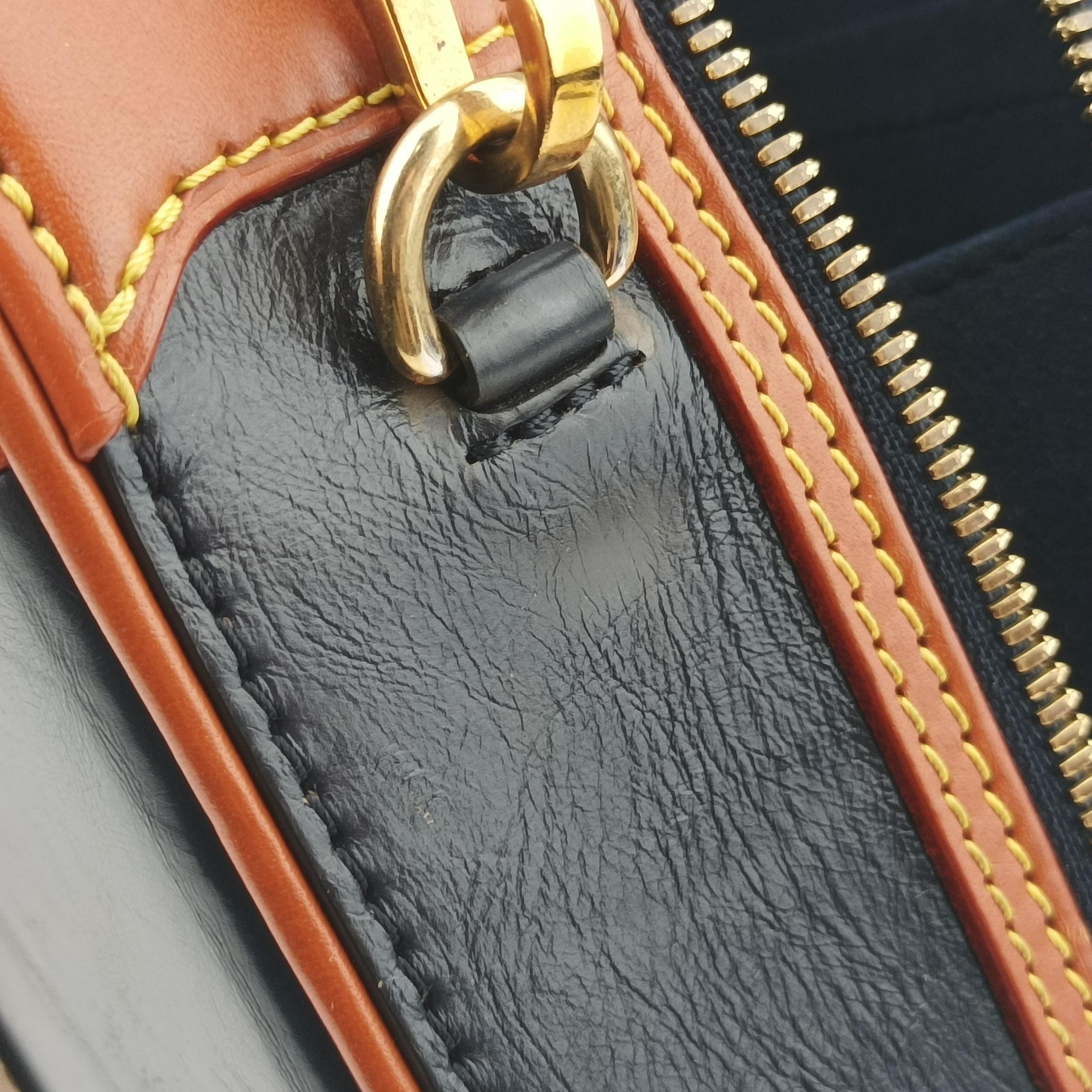 Pre-owned Louis Vuitton Valisette PM Brown × Navy Leather × Monogram Reverse M53782 shoulderbag | stylenewstar