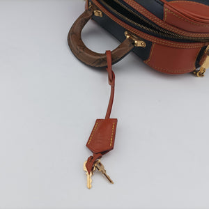 Pre-owned Louis Vuitton Valisette PM Brown × Navy Leather × Monogram Reverse M53782 shoulderbag | stylenewstar