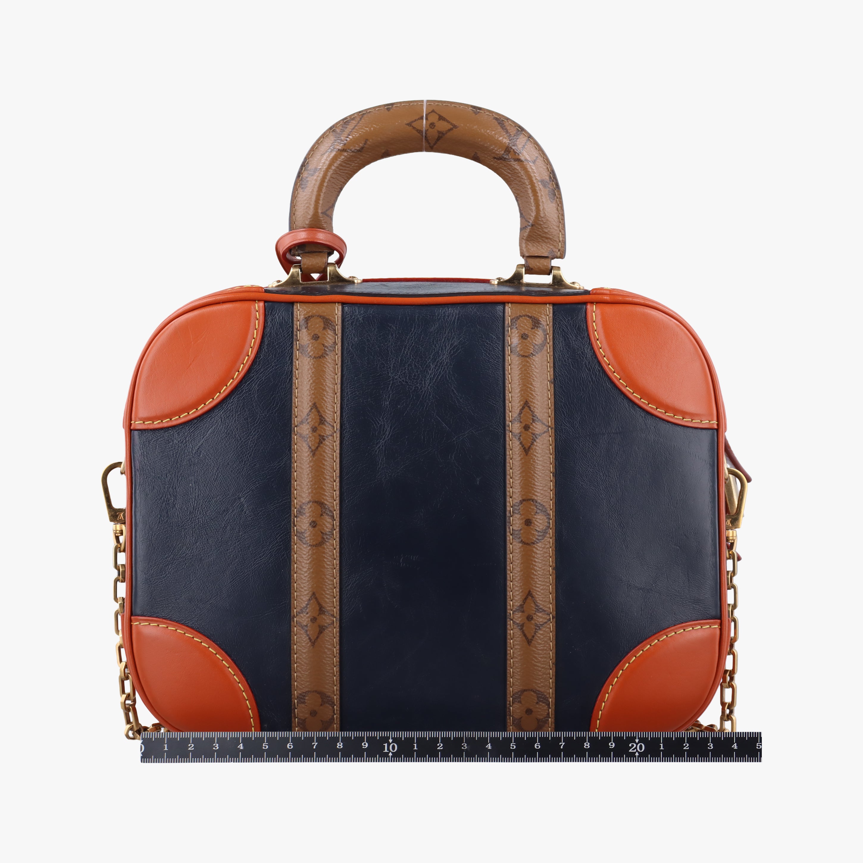 Pre-owned Louis Vuitton Valisette PM Brown × Navy Leather × Monogram Reverse M53782 shoulderbag | stylenewstar