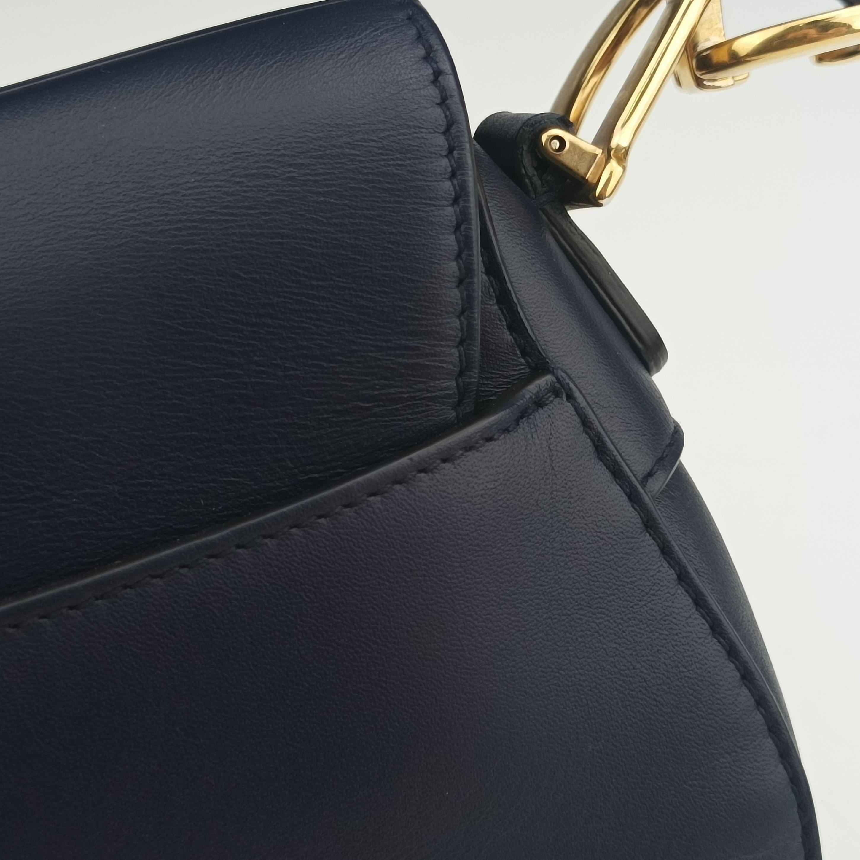 Vintage Christian Dior Saddle Bag Navy Leather  shoulderbag | stylenewstar