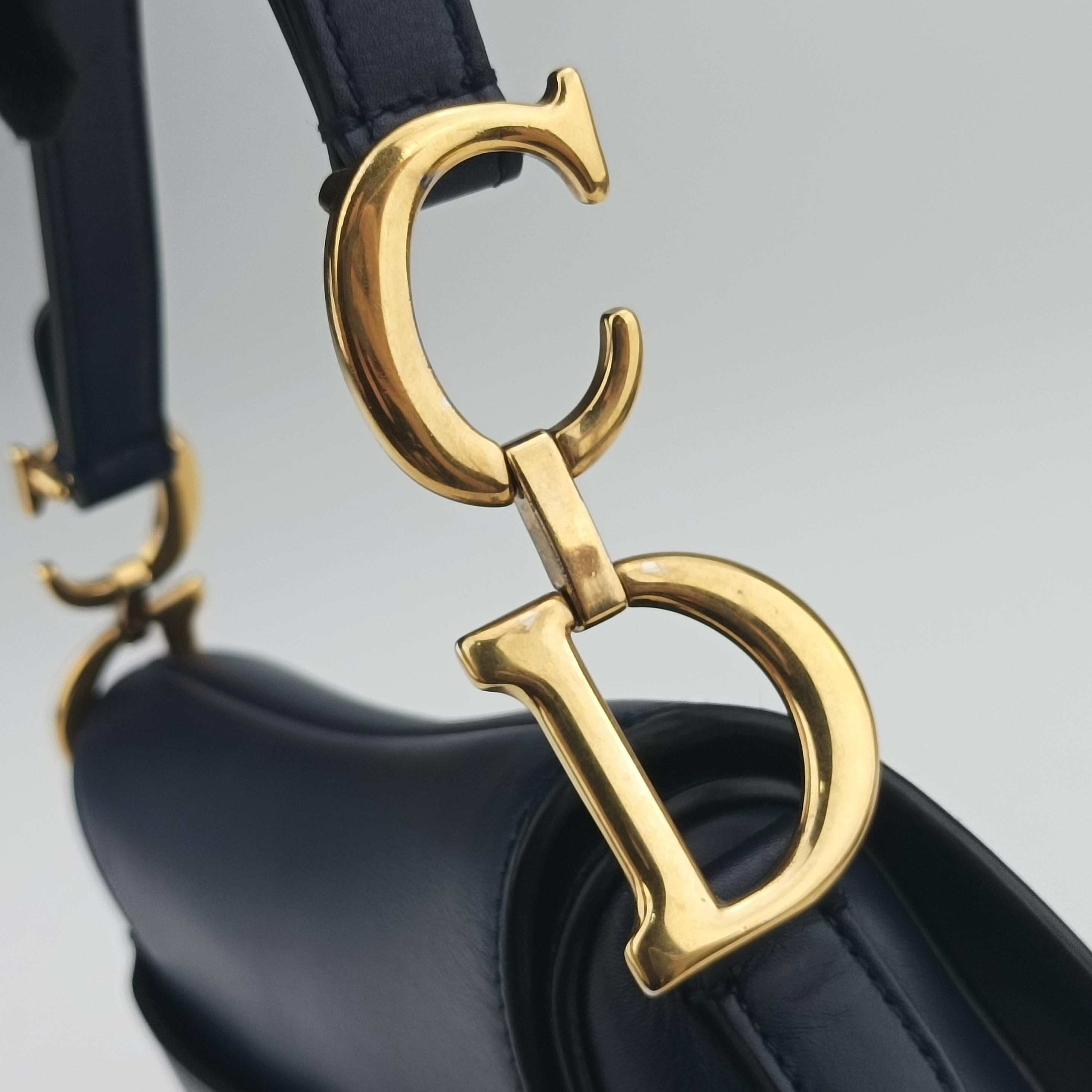 Vintage Christian Dior Saddle Bag Navy Leather  shoulderbag | stylenewstar