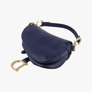 Vintage Christian Dior Saddle Bag Navy Leather  shoulderbag | stylenewstar