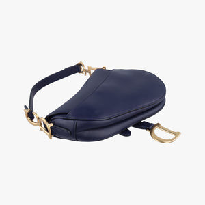 Vintage Christian Dior Saddle Bag Navy Leather  shoulderbag | stylenewstar