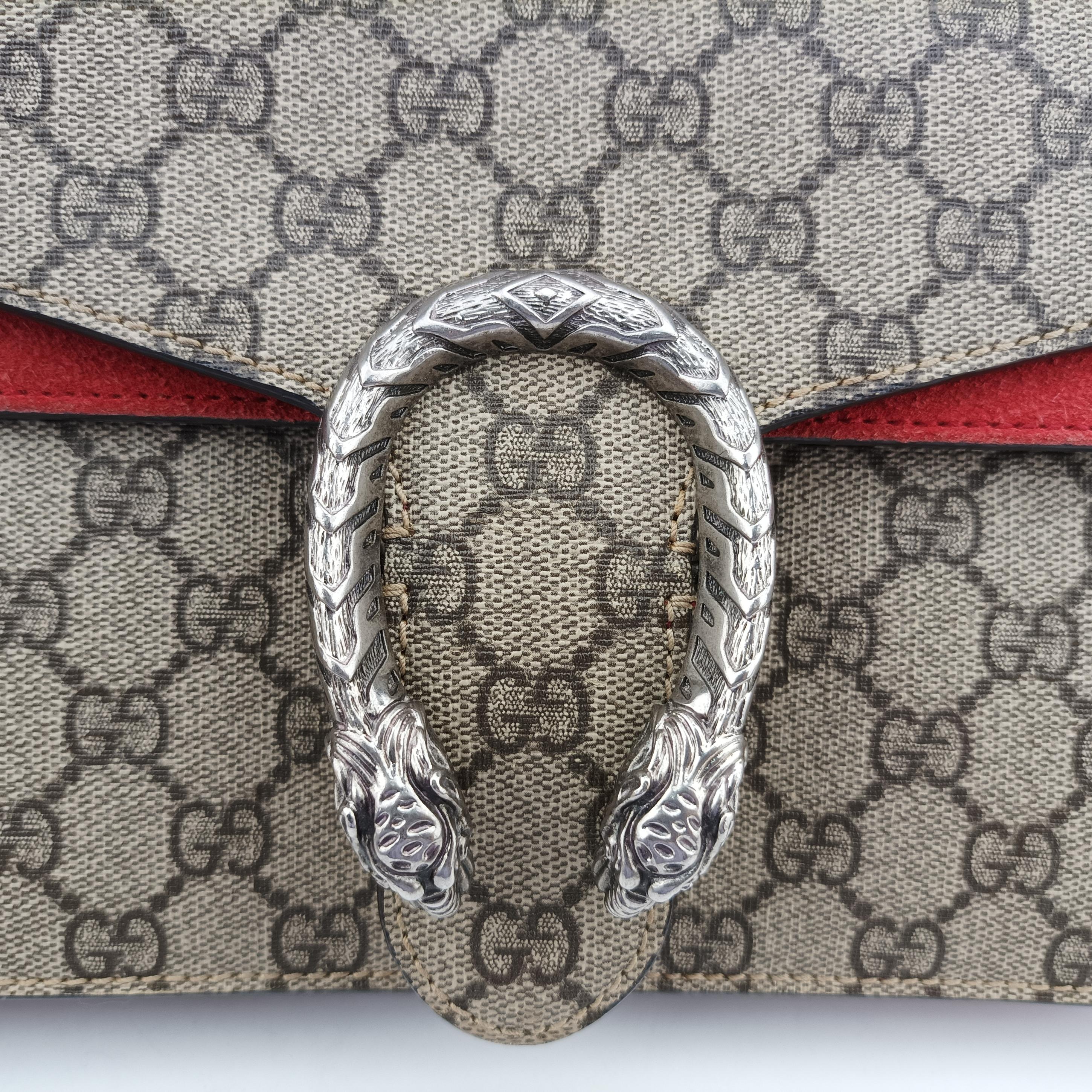 Pre-owned Gucci Dionysus beige×red PVC coated canvas 400249 shoulderbag | stylenewstar