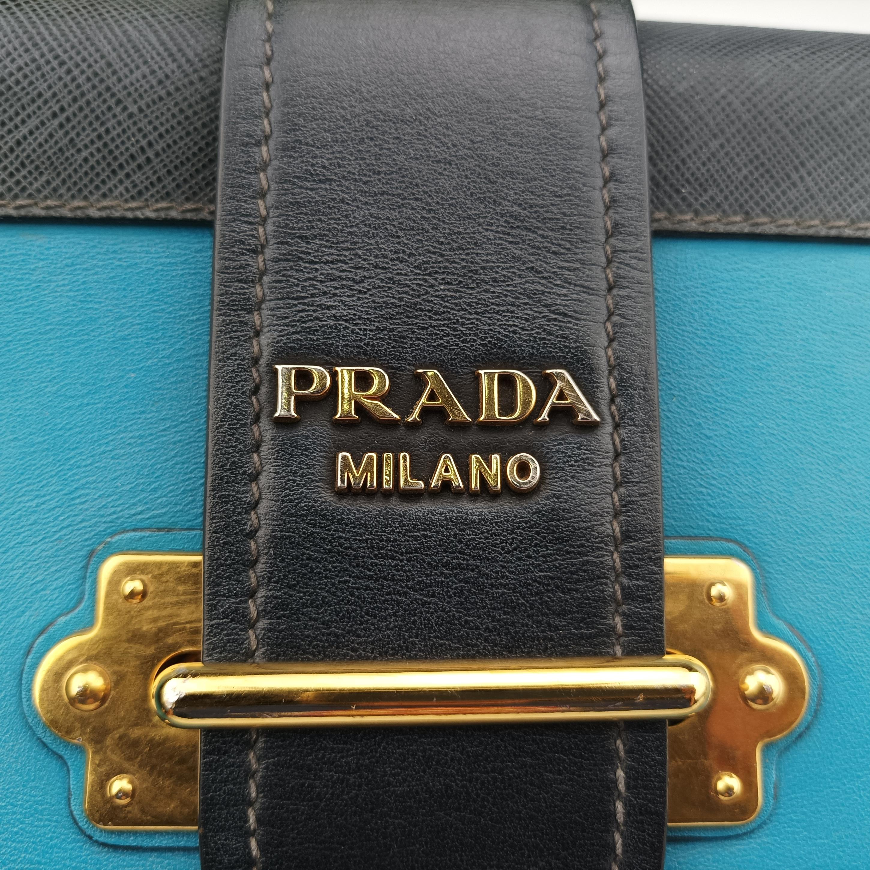 Vintage Prada Cahier Blue×black Leather 1BD045 shoulderbag | stylenewstar