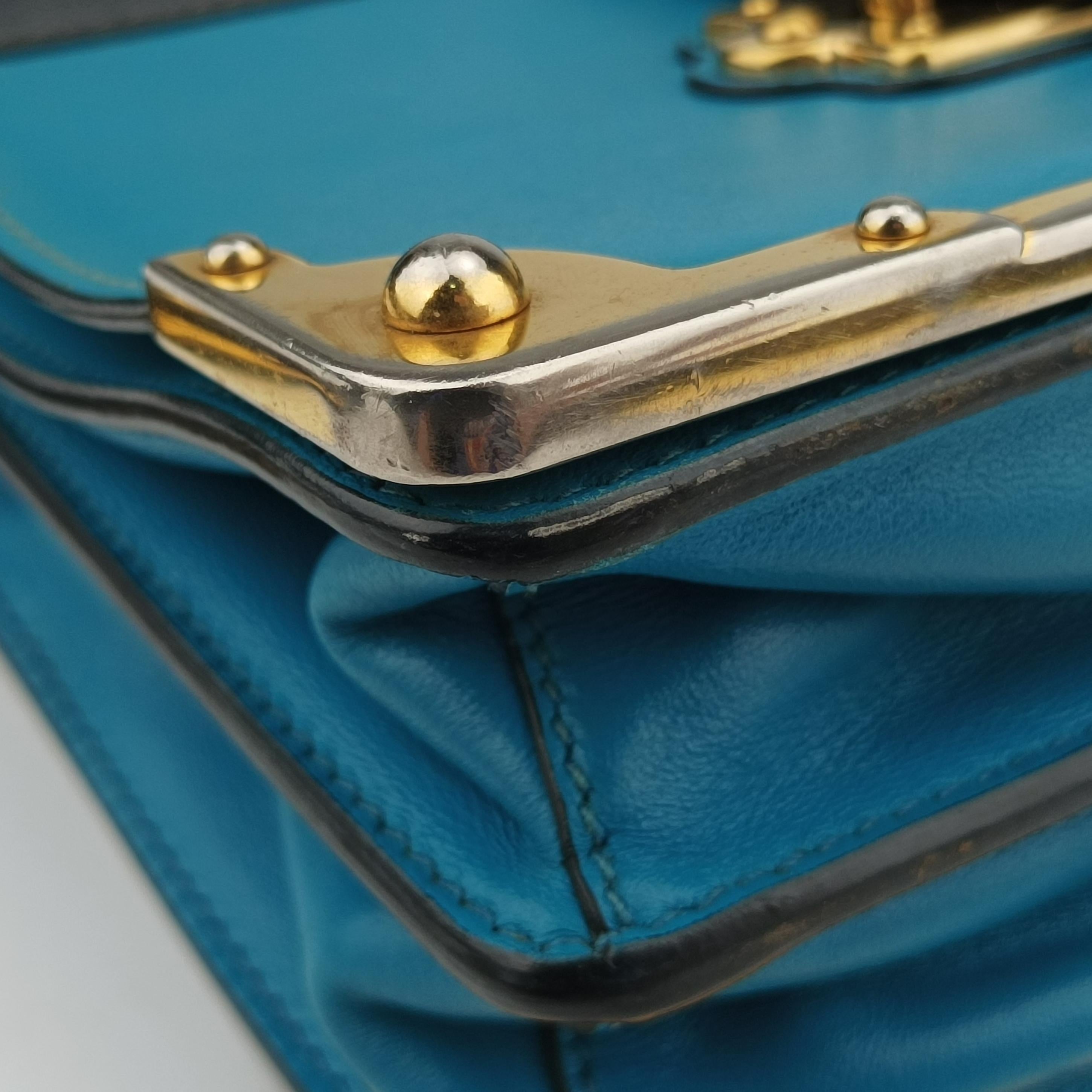 Vintage Prada Cahier Blue×black Leather 1BD045 shoulderbag | stylenewstar