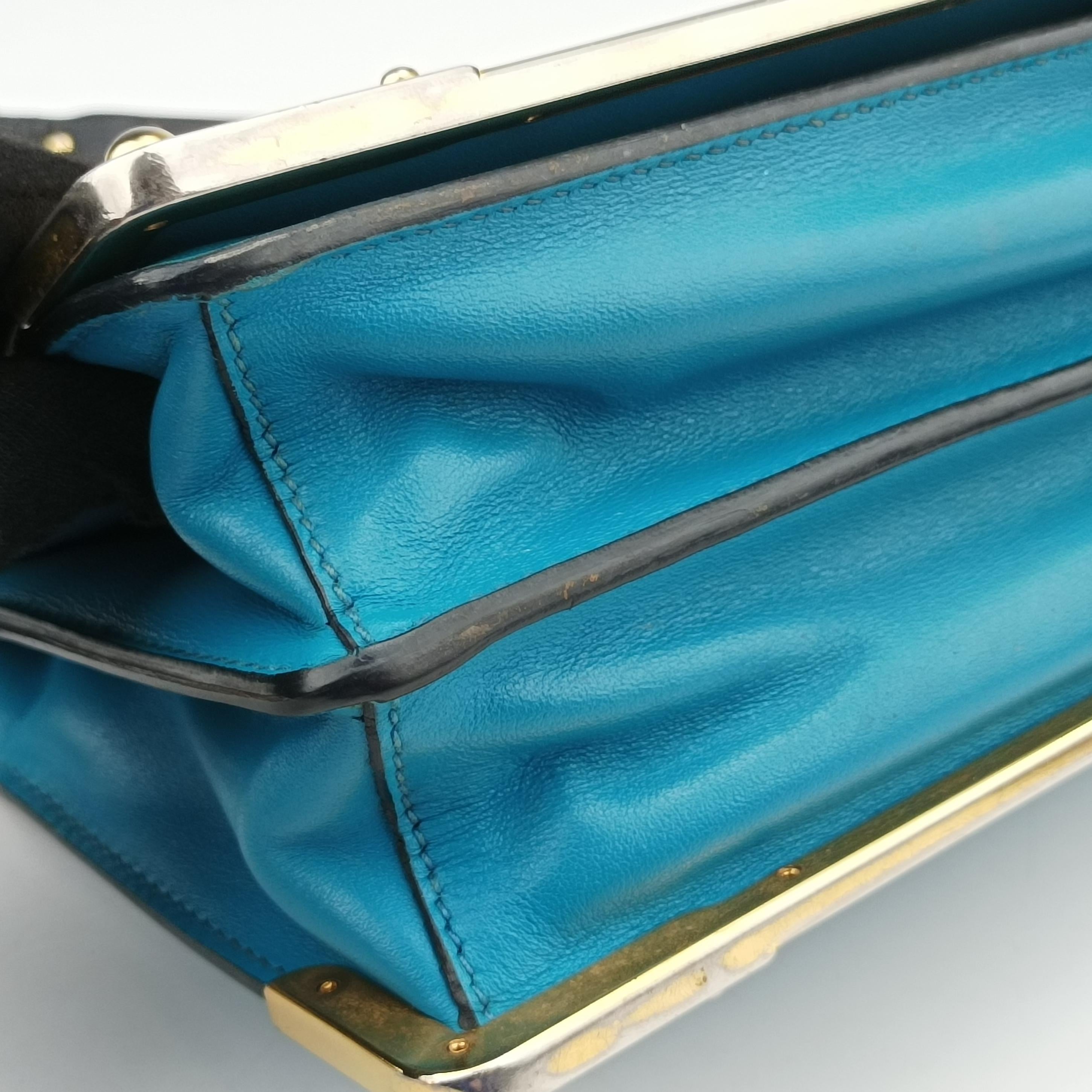 Vintage Prada Cahier Blue×black Leather 1BD045 shoulderbag | stylenewstar