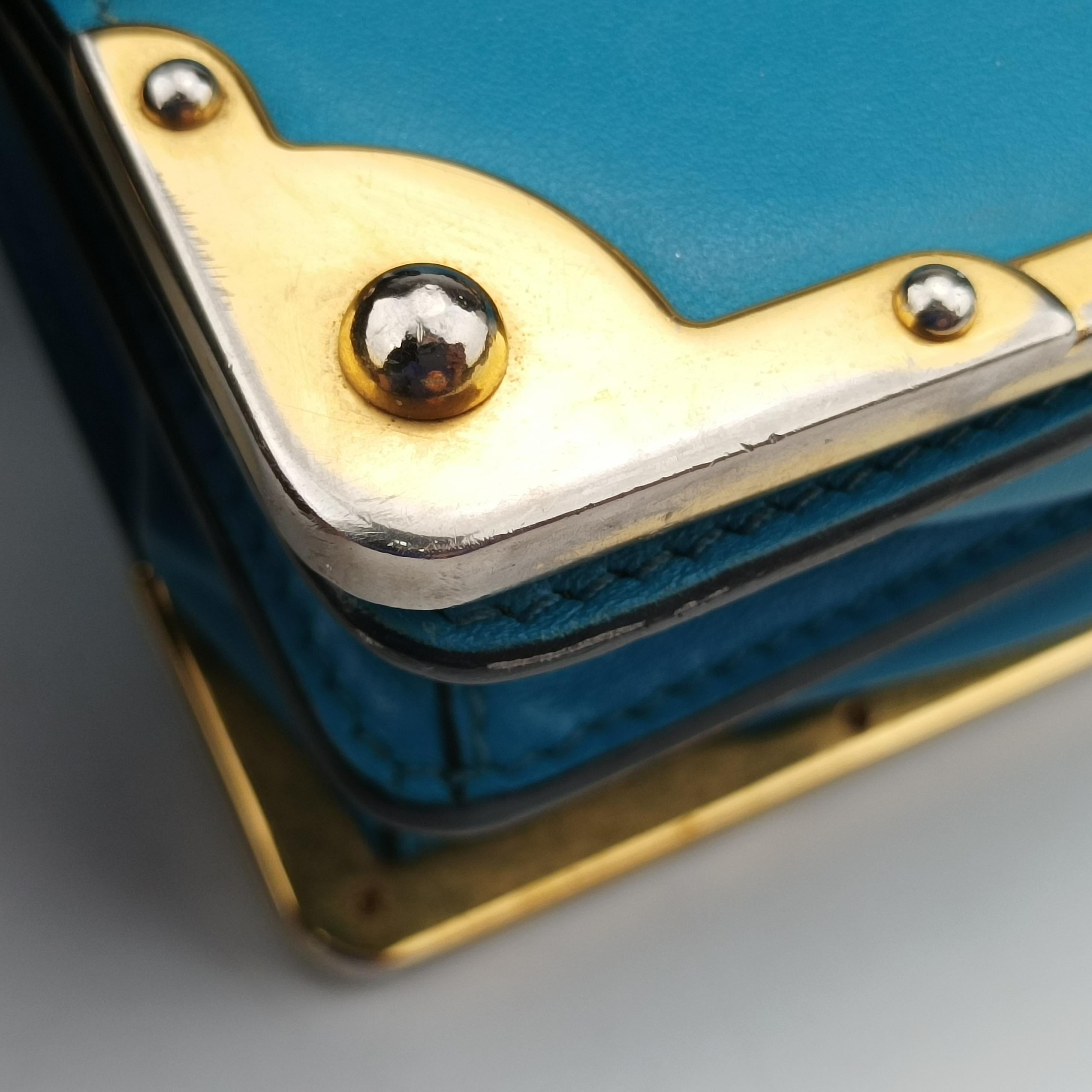 Vintage Prada Cahier Blue×black Leather 1BD045 shoulderbag | stylenewstar