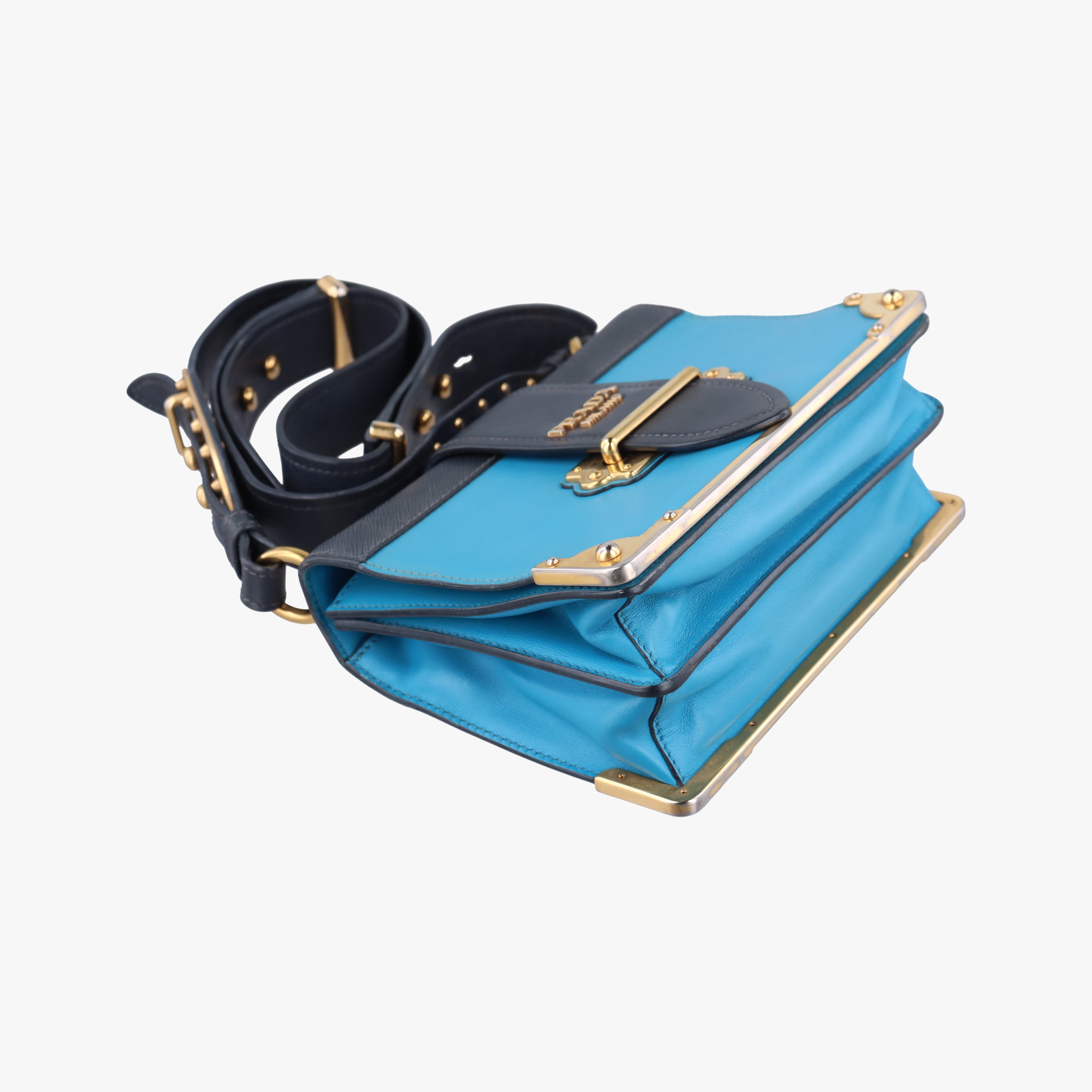 Vintage Prada Cahier Blue×black Leather 1BD045 shoulderbag | stylenewstar