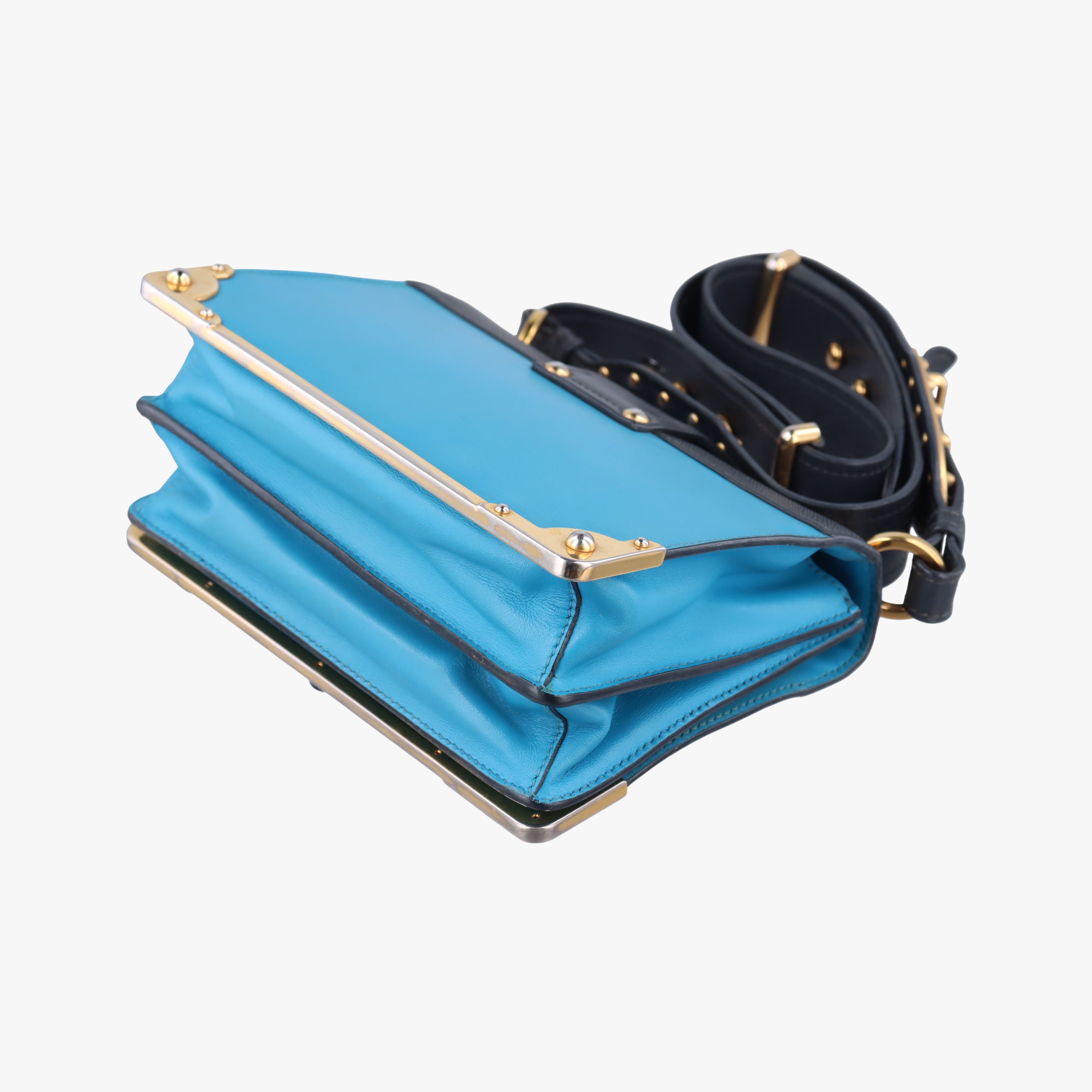 Vintage Prada Cahier Blue×black Leather 1BD045 shoulderbag | stylenewstar