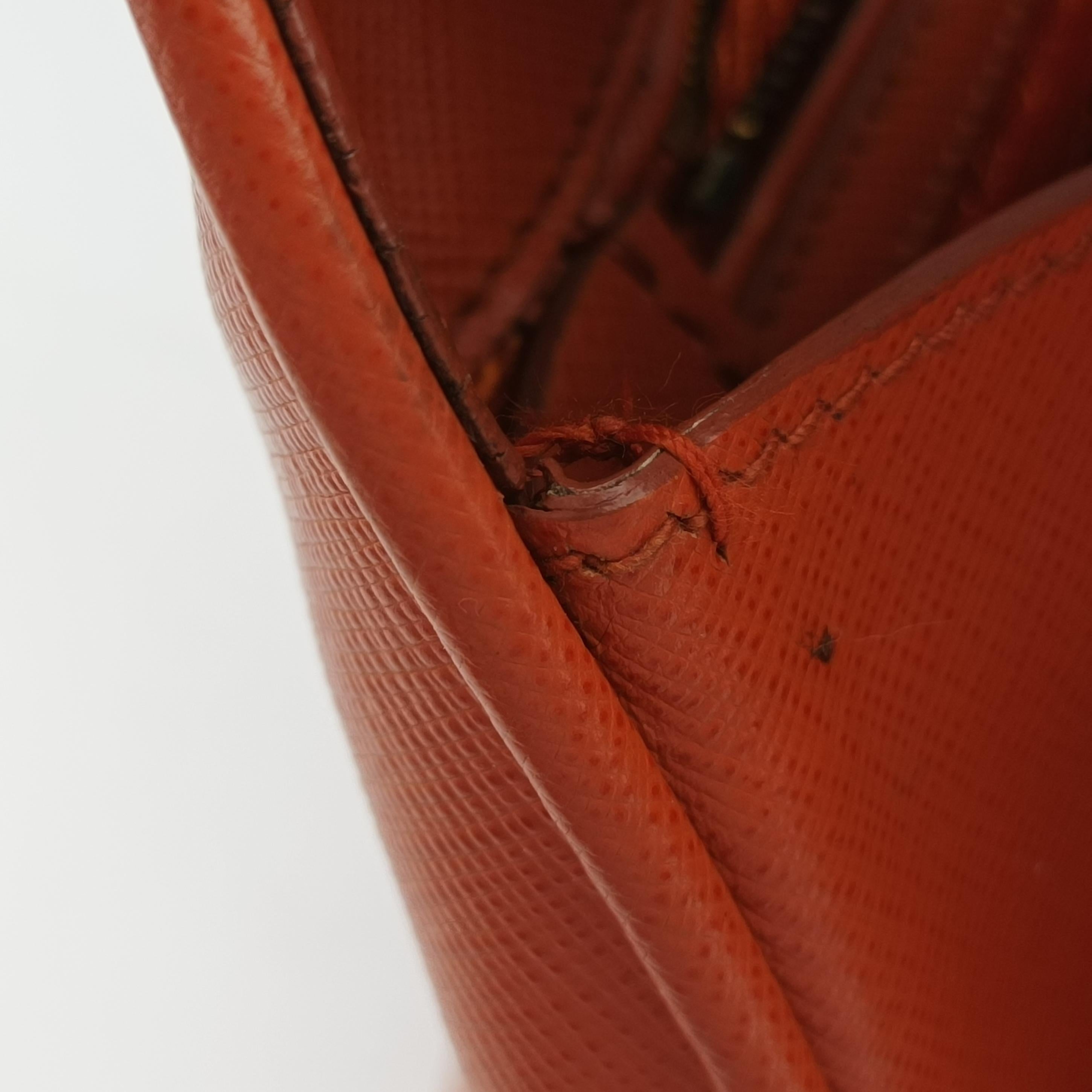 Pre-owned Prada Promenade Orange SAFFIANO　Leather BN2567 shoulderbag | stylenewstar