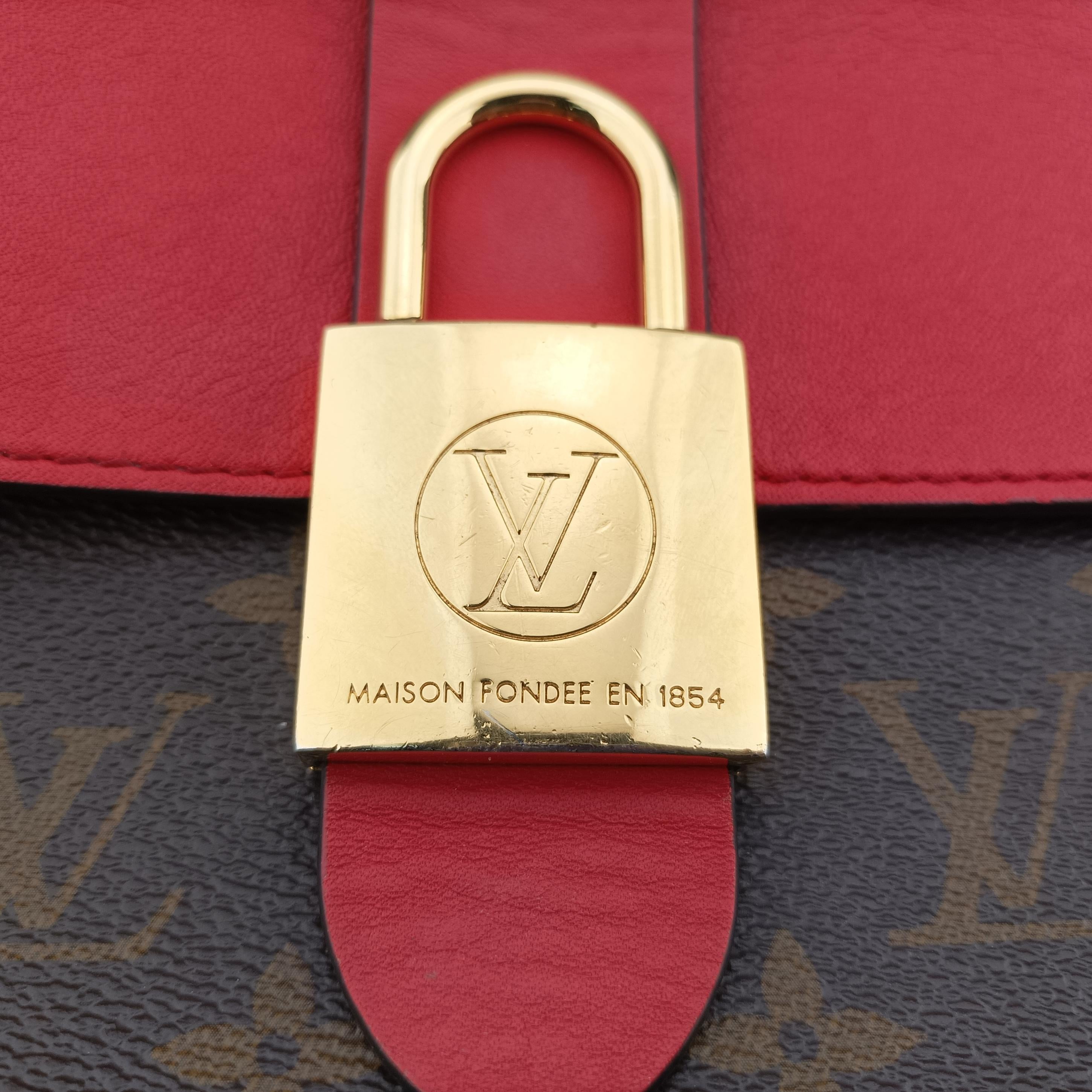 Pre-owned Louis Vuitton Rocky BB Monogram/Brown x Red Monogram canvas x calf leather M44322 shoulderbag | stylenewstar
