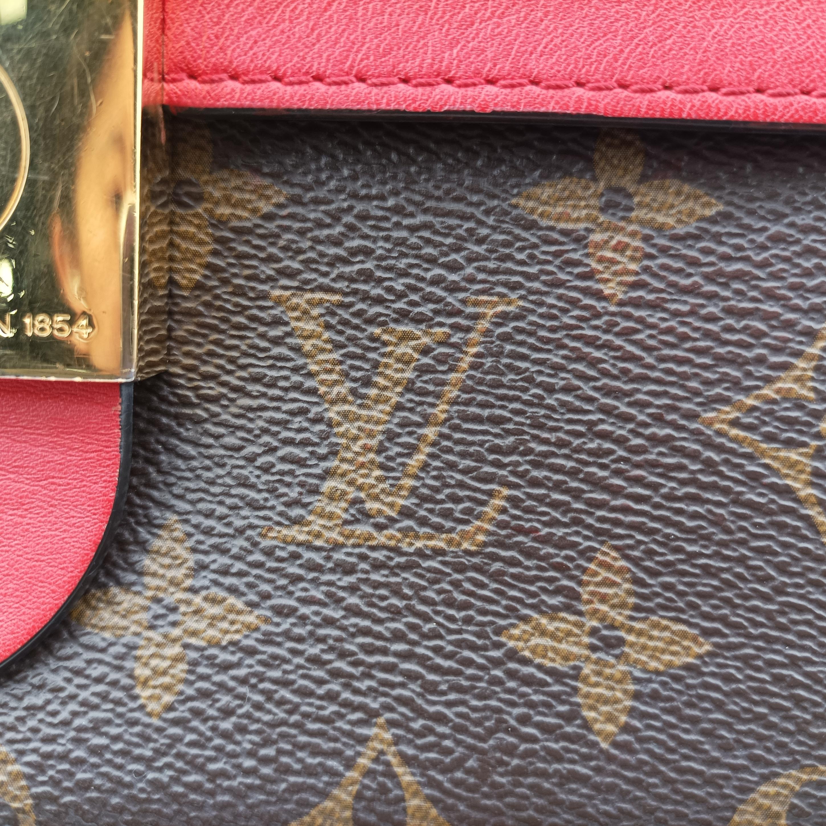 Pre-owned Louis Vuitton Rocky BB Monogram/Brown x Red Monogram canvas x calf leather M44322 shoulderbag | stylenewstar